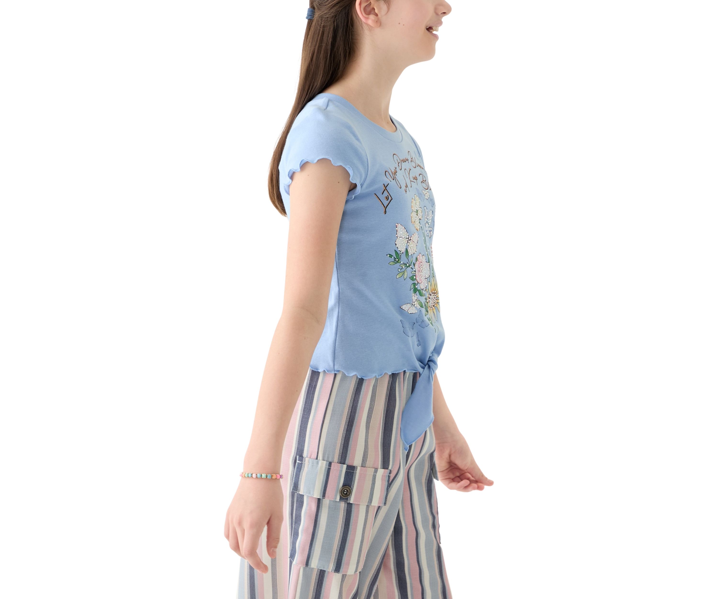 Girls 7-16 Tie Front Floral Graphic T-Shirt