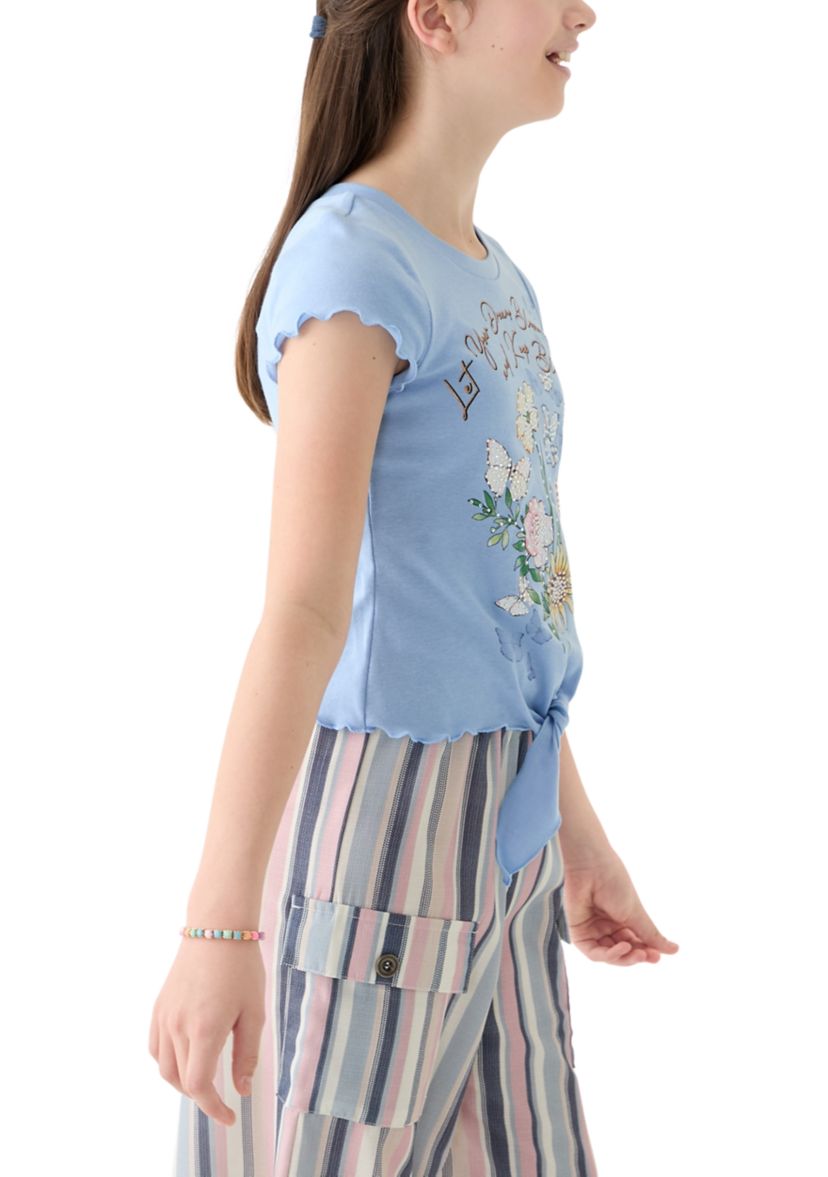 Girls 7-16 Tie Front Floral Graphic T-Shirt