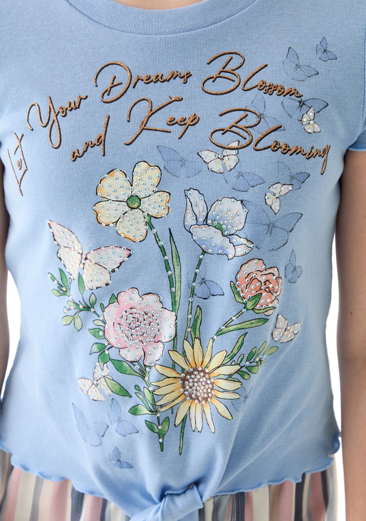 Girls 7-16 Tie Front Floral Graphic T-Shirt