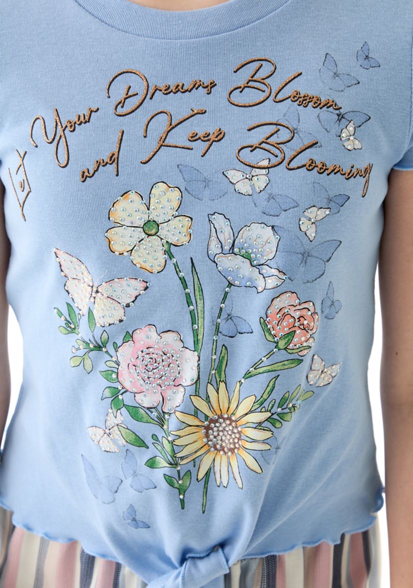 Girls 7-16 Tie Front Floral Graphic T-Shirt