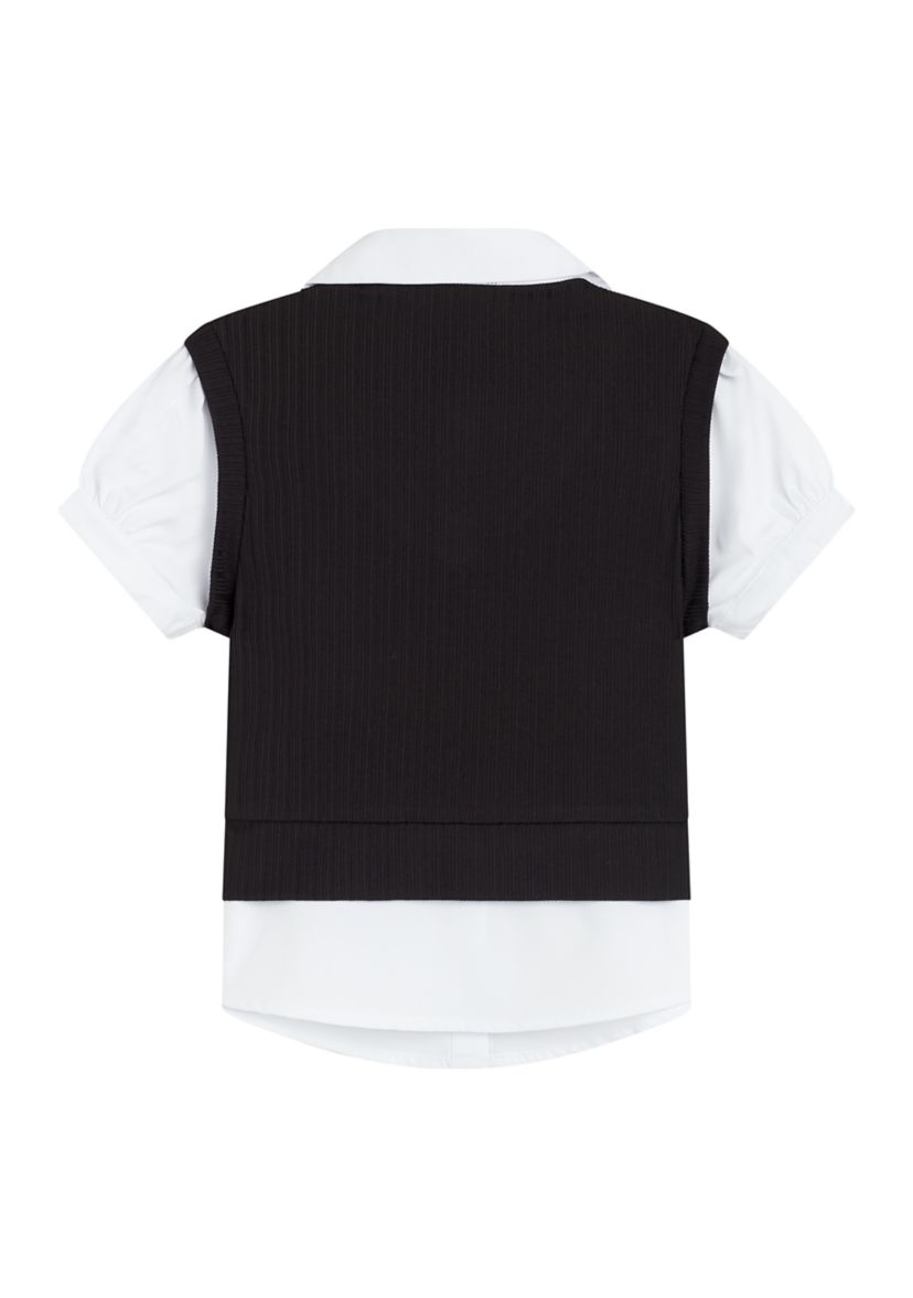 Girls 7-16 Pearl Trim 2Fer Vest