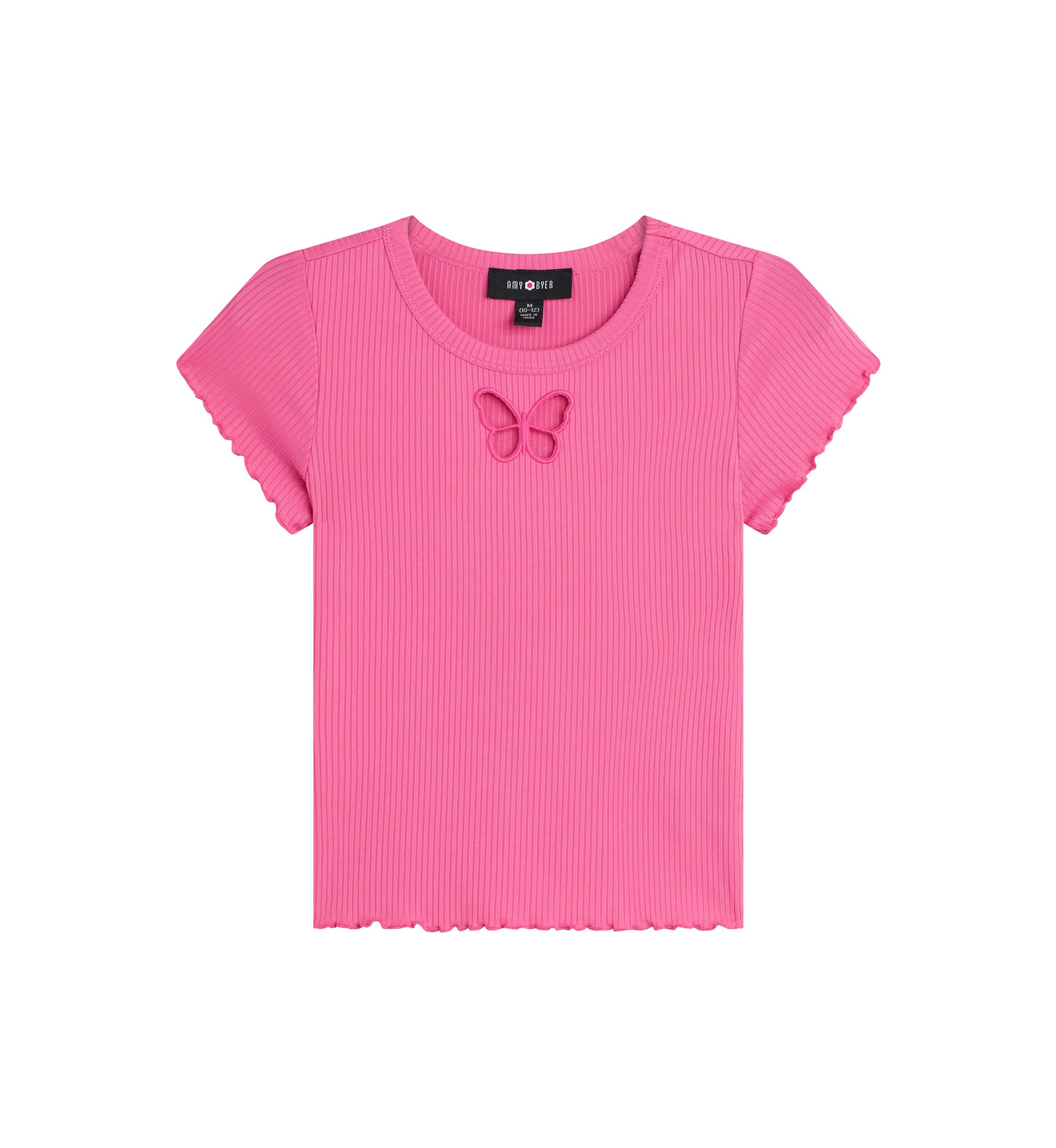 Girls 7-16 Butterfly Cutout Ribbed Knit T-Shirt