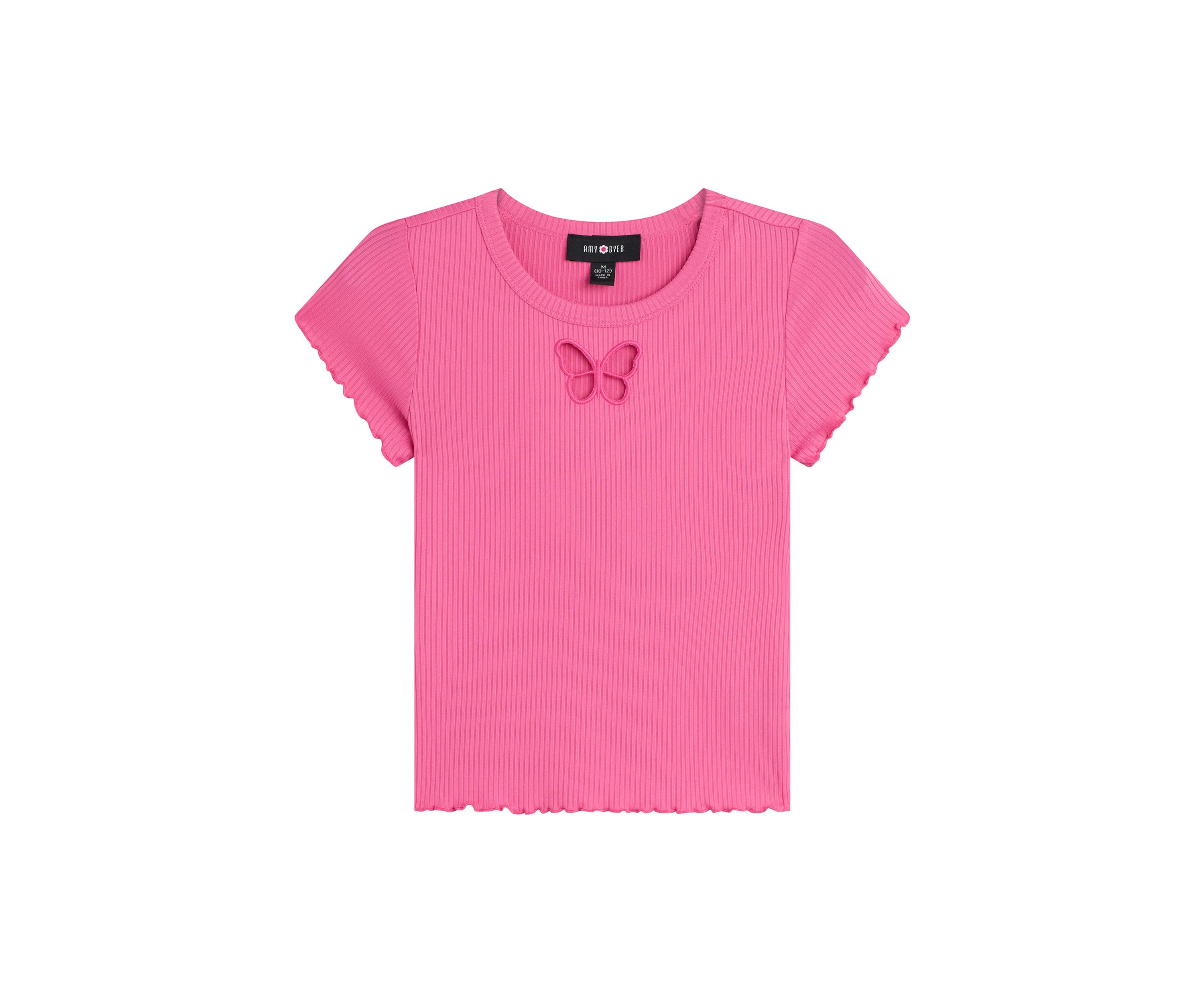 Girls 7-16 Butterfly Cutout Ribbed Knit T-Shirt