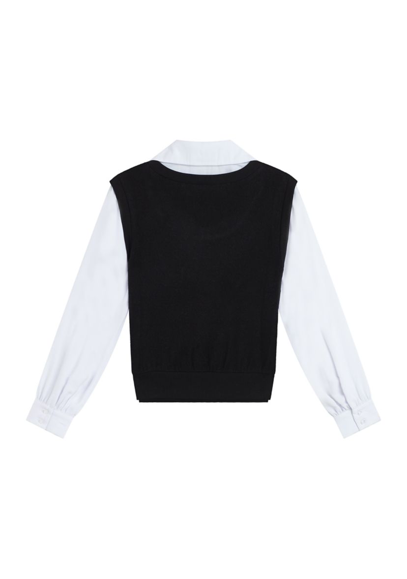 Girls 7-16 2Fer Vest Blouse