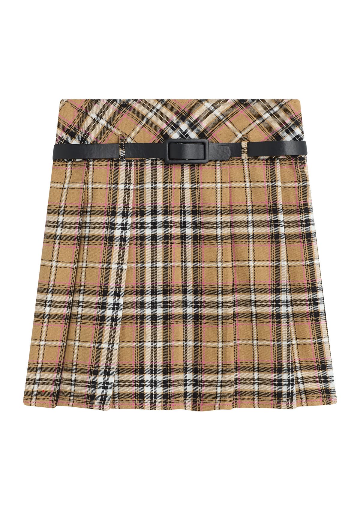 Girls 7-16 Plaid Printed Belted Skirt