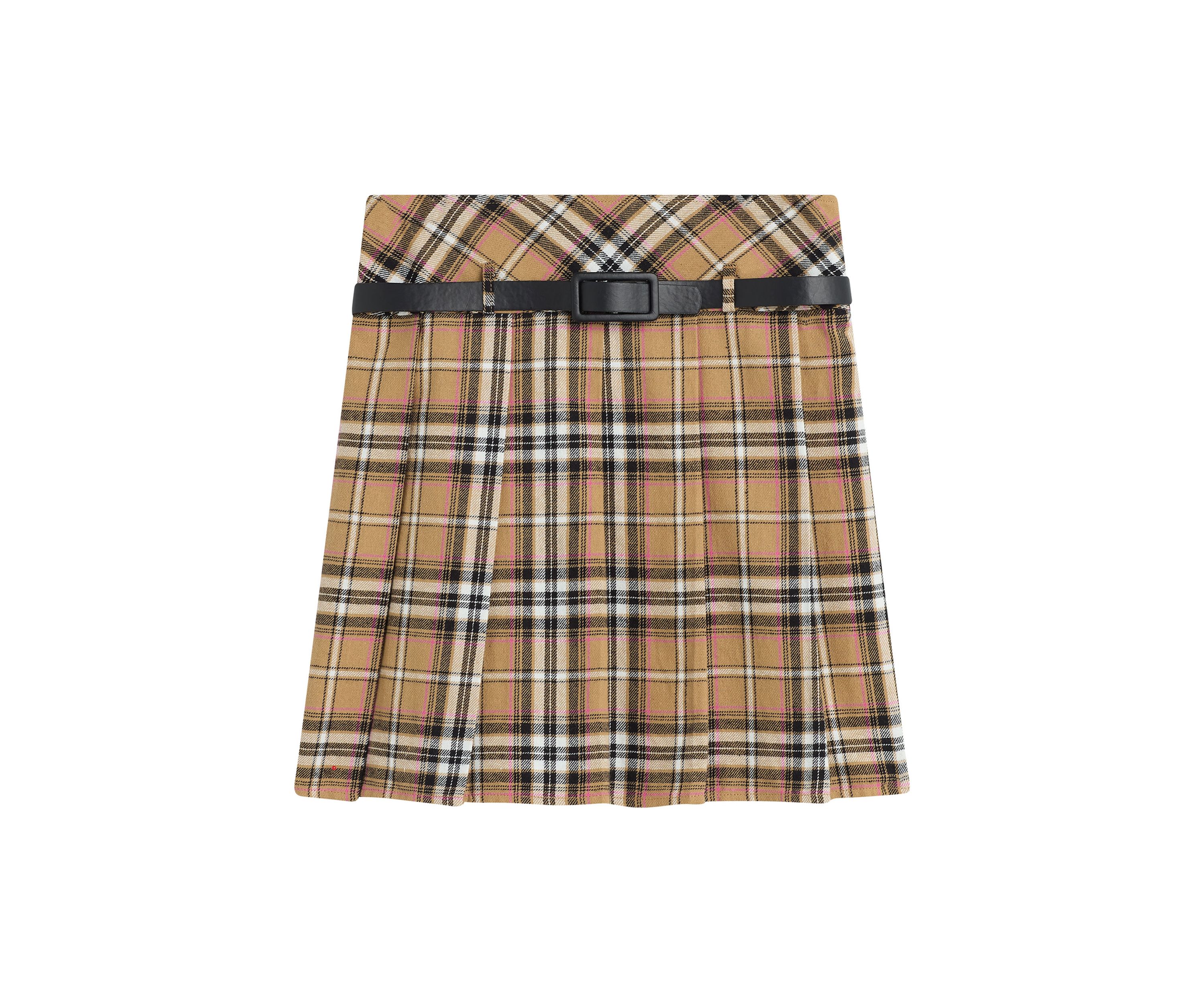 Girls 7-16 Plaid Printed Belted Skirt