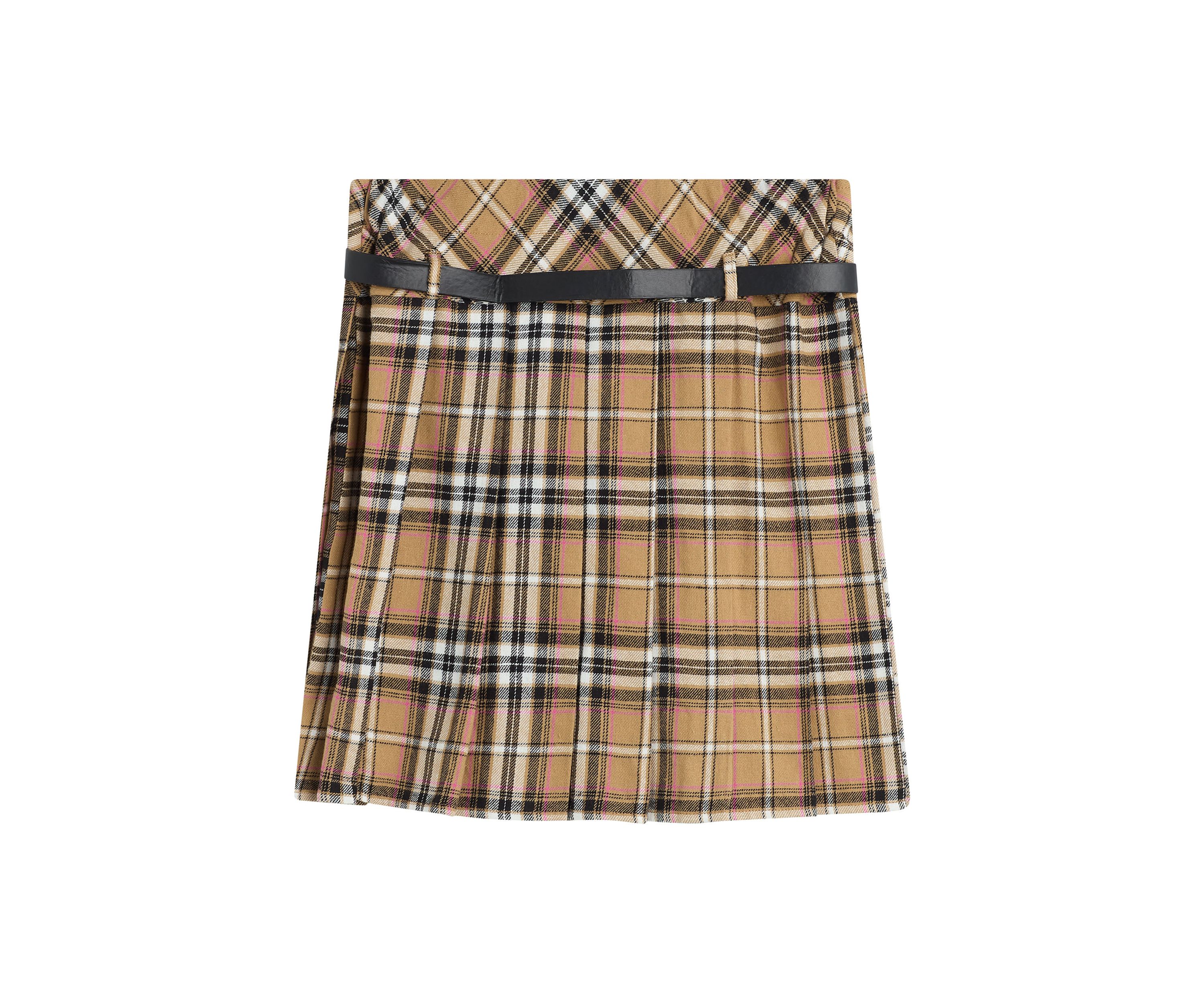 Girls 7-16 Plaid Printed Belted Skirt