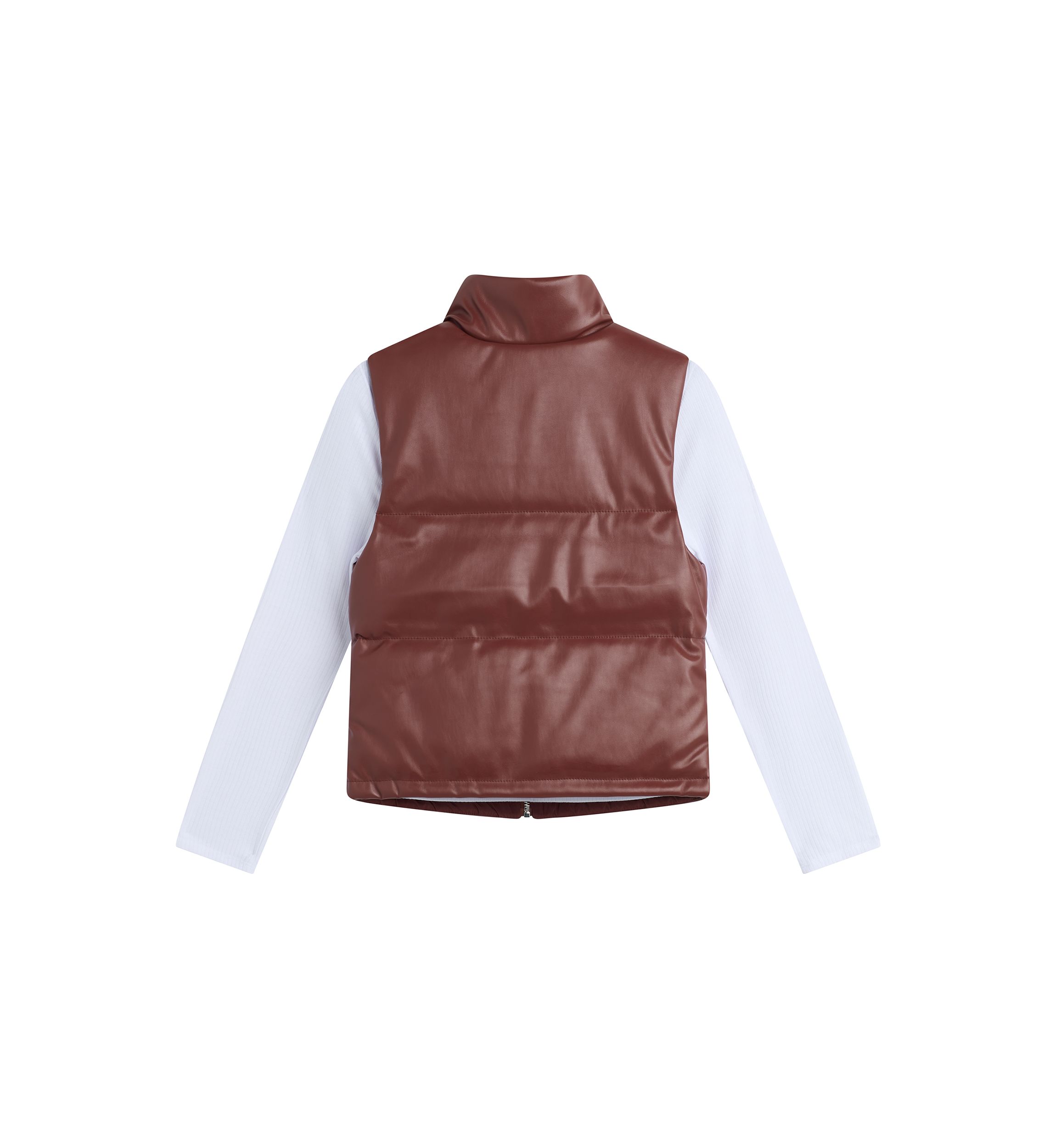 Girls 7-16 2 Piece Quilted Faux Leather Puffer Vest Set