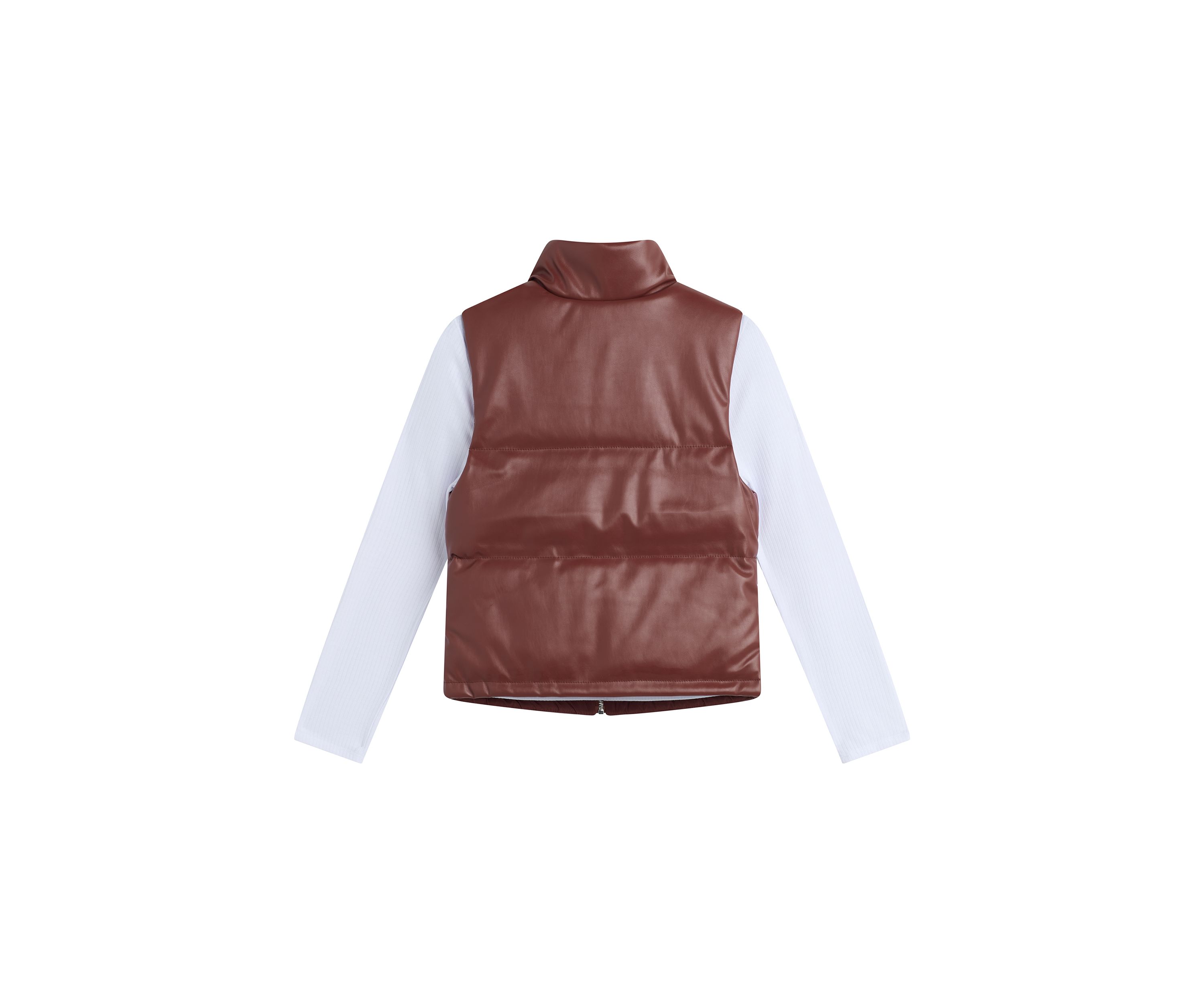 Girls 7-16 2 Piece Quilted Faux Leather Puffer Vest Set