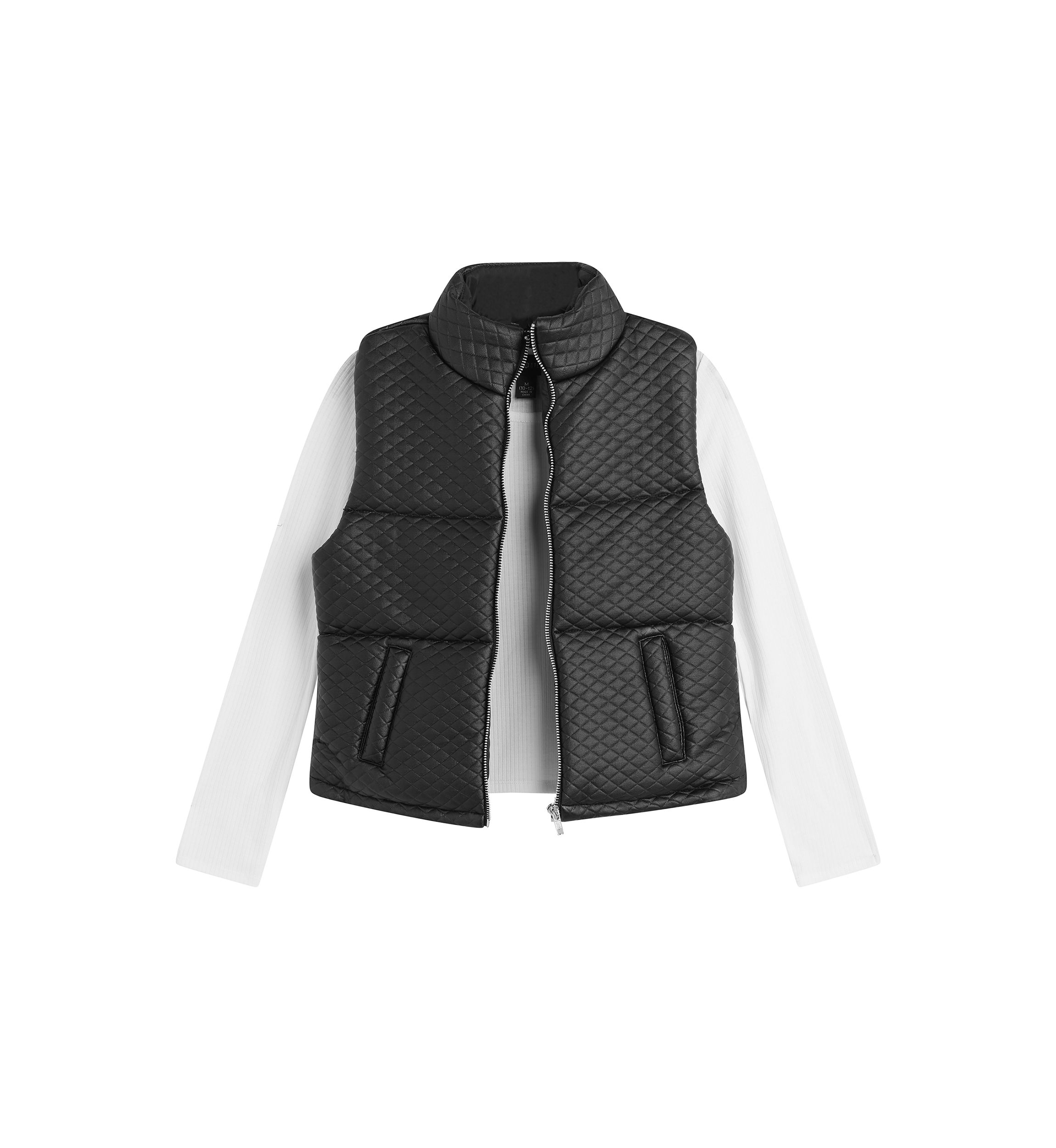 Girls 7-16 2 Piece Quilted Faux Leather Puffer Vest Set