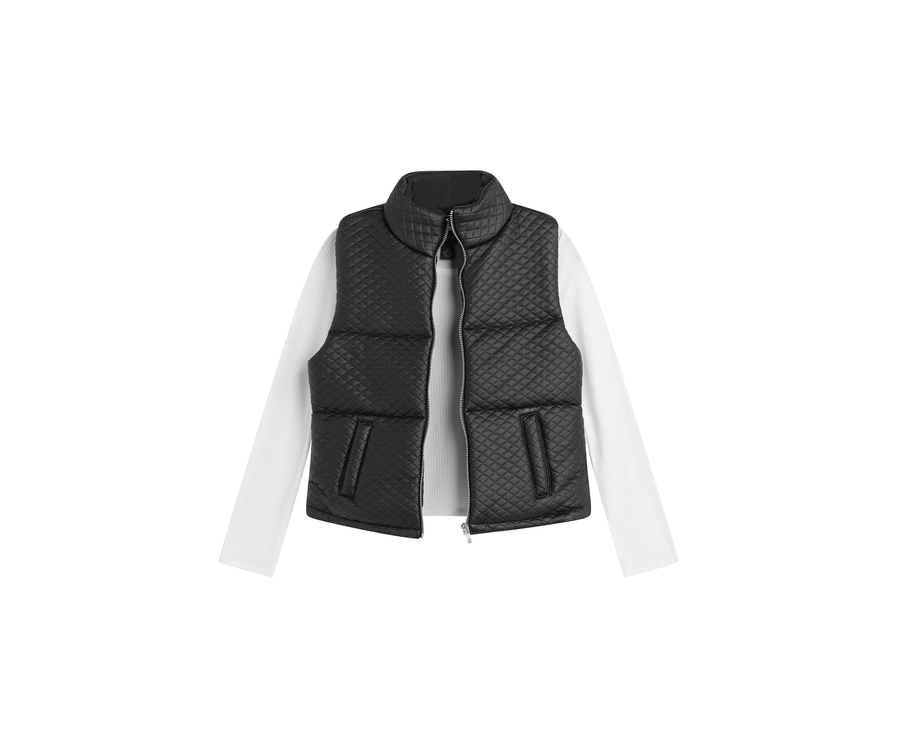 Girls 7-16 2 Piece Quilted Faux Leather Puffer Vest Set