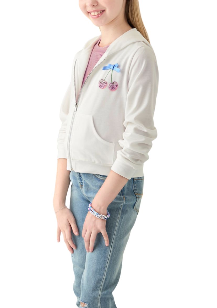 Girls 7-16 Cherry Hoodie and Knotted Top Set