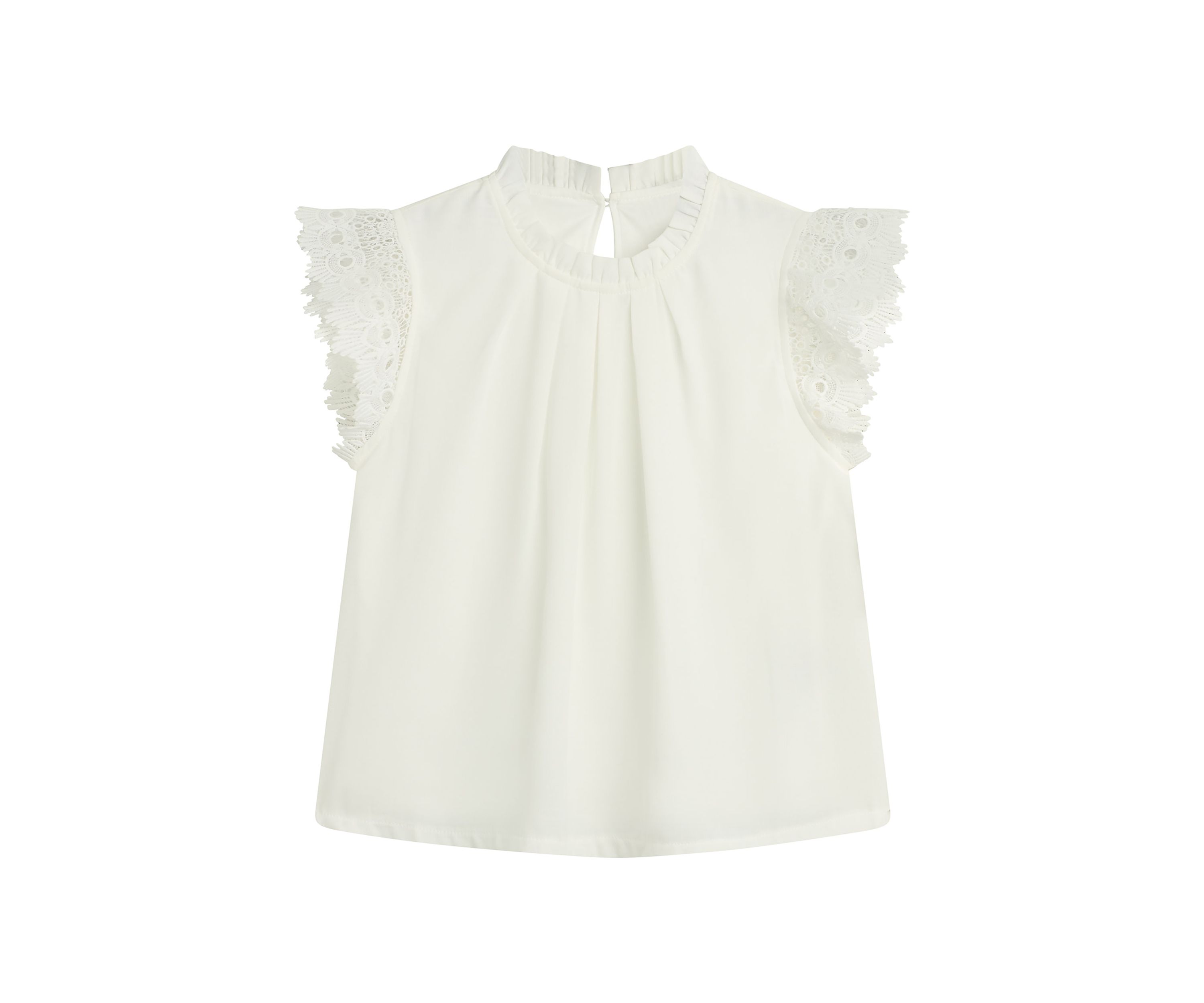 Girls 7-16 Short Ruffle Sleeve Mock Neck Top 