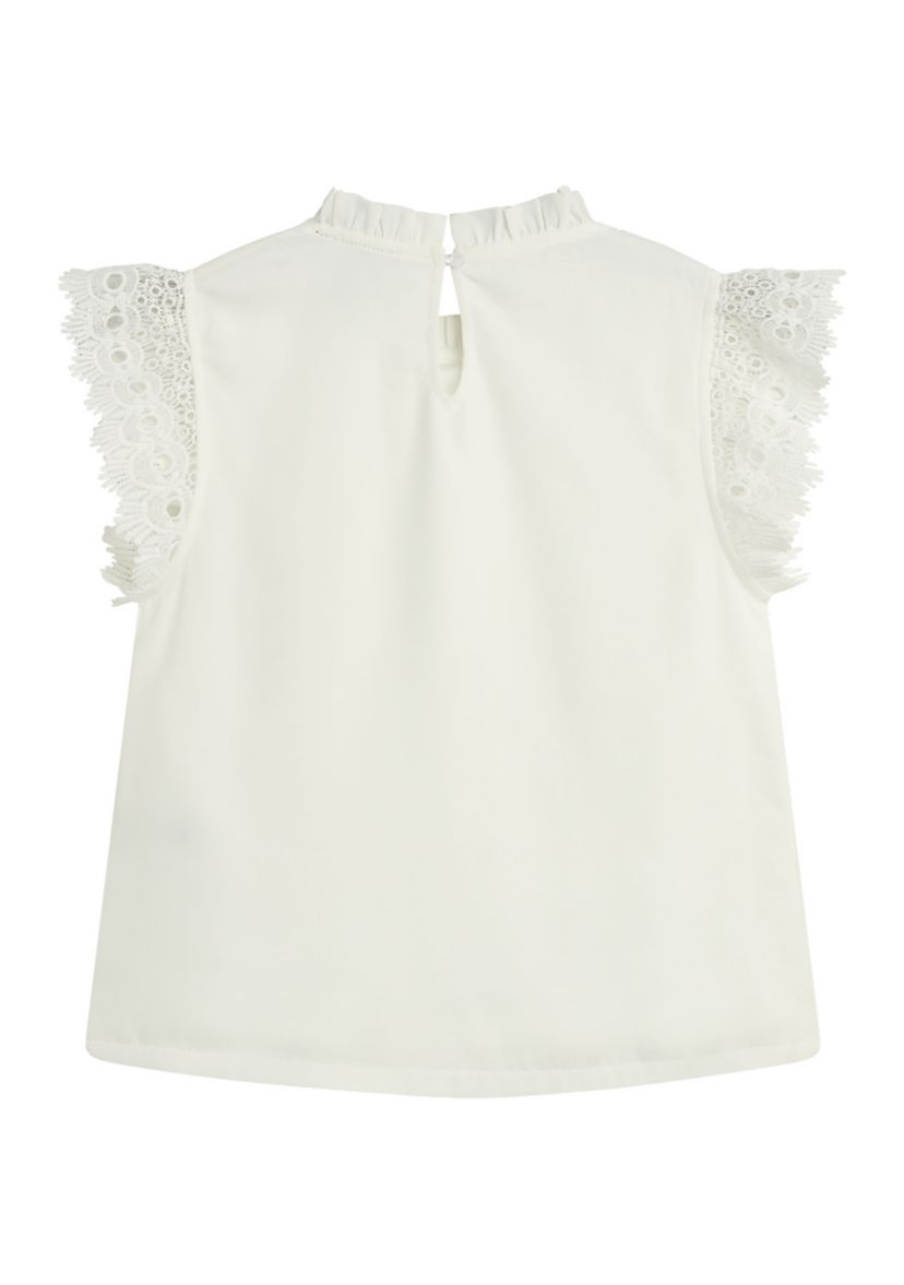 Girls 7-16 Short Ruffle Sleeve Mock Neck Top 
