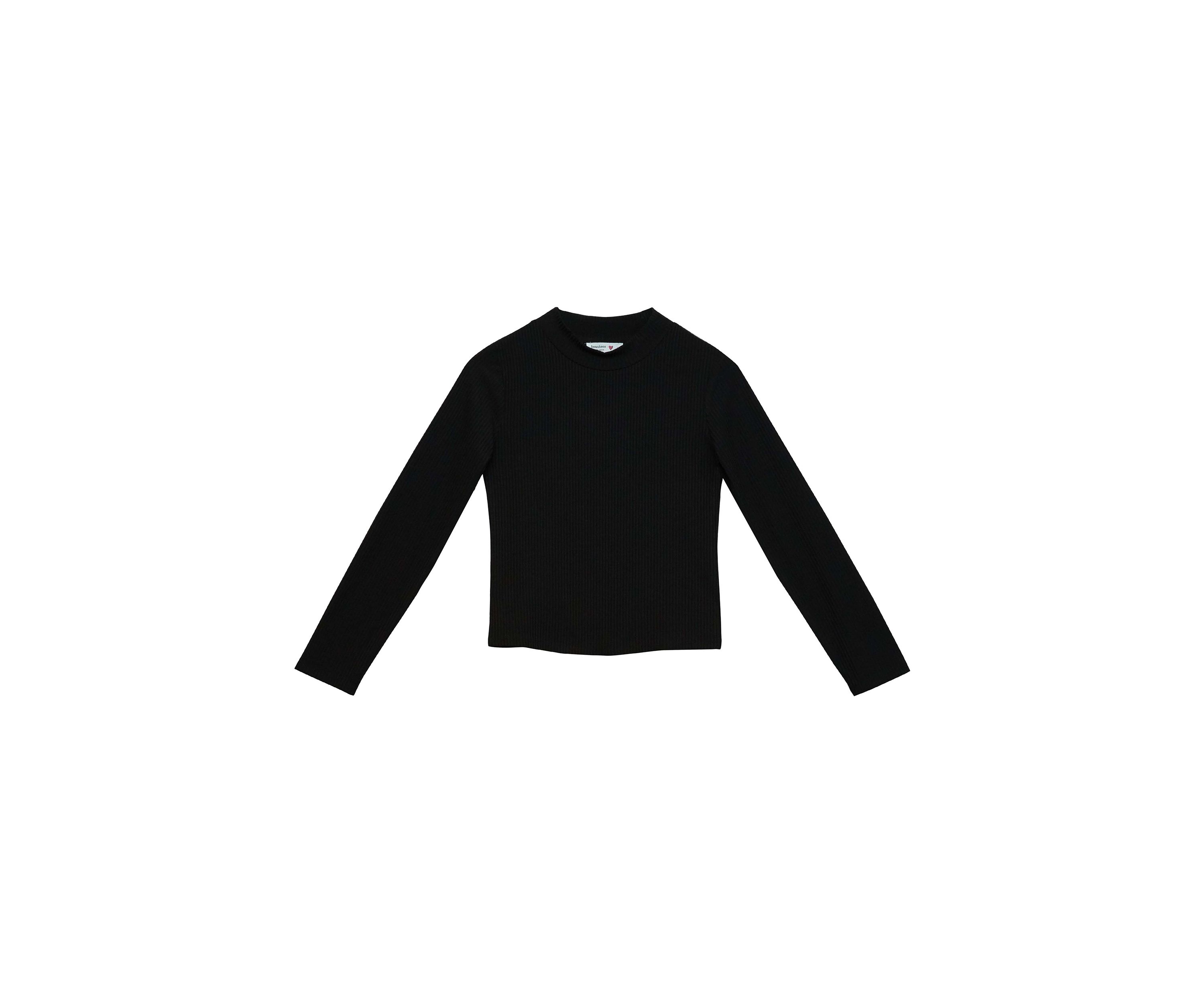 Girls 7-16 Long Sleeve Textured Mock Tiny T-Shirt