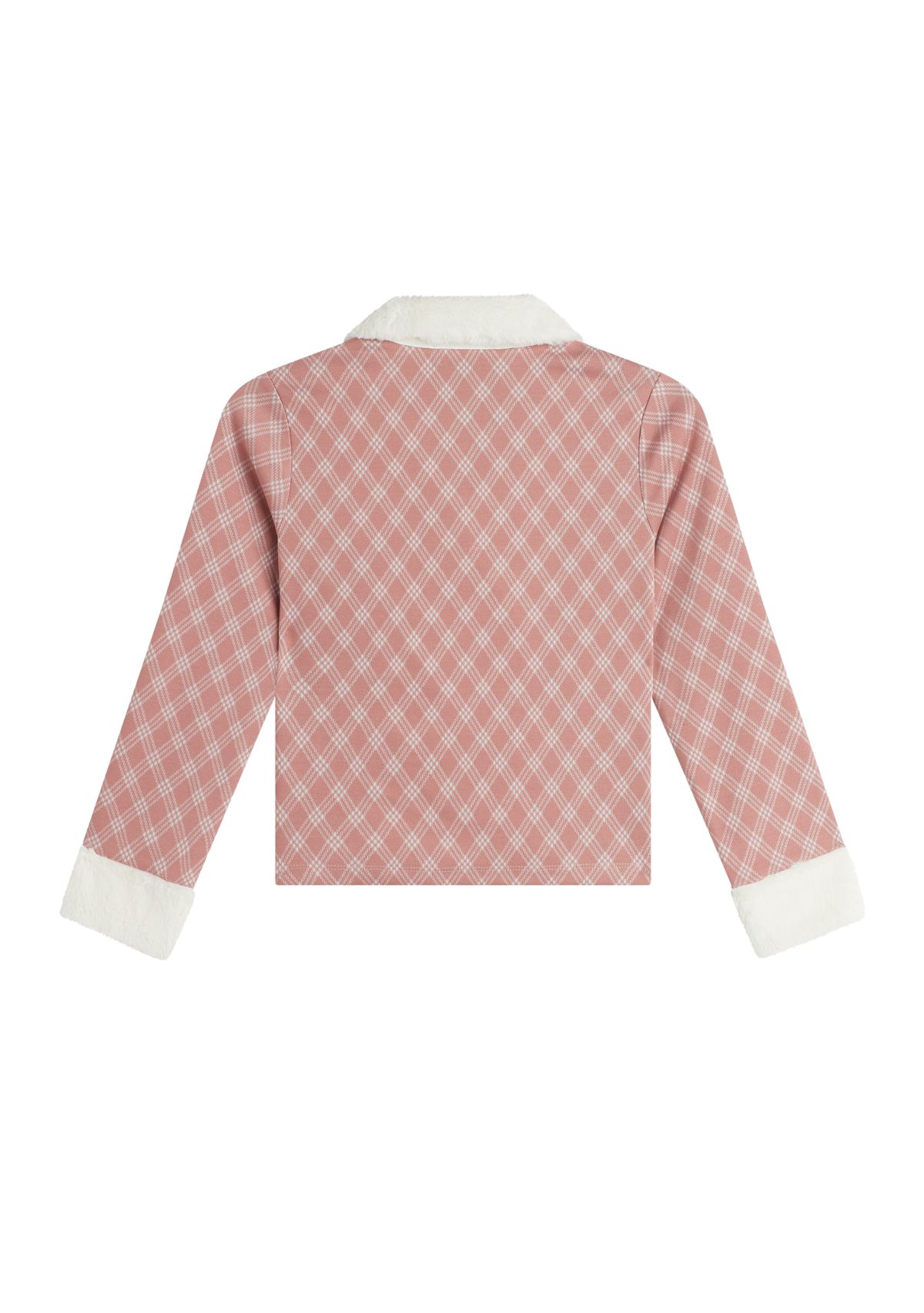 Girls 7-16 Plaid Jacket with Fur Collar