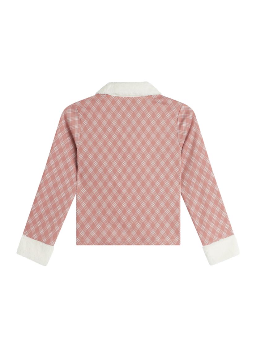 Girls 7-16 Plaid Jacket with Fur Collar