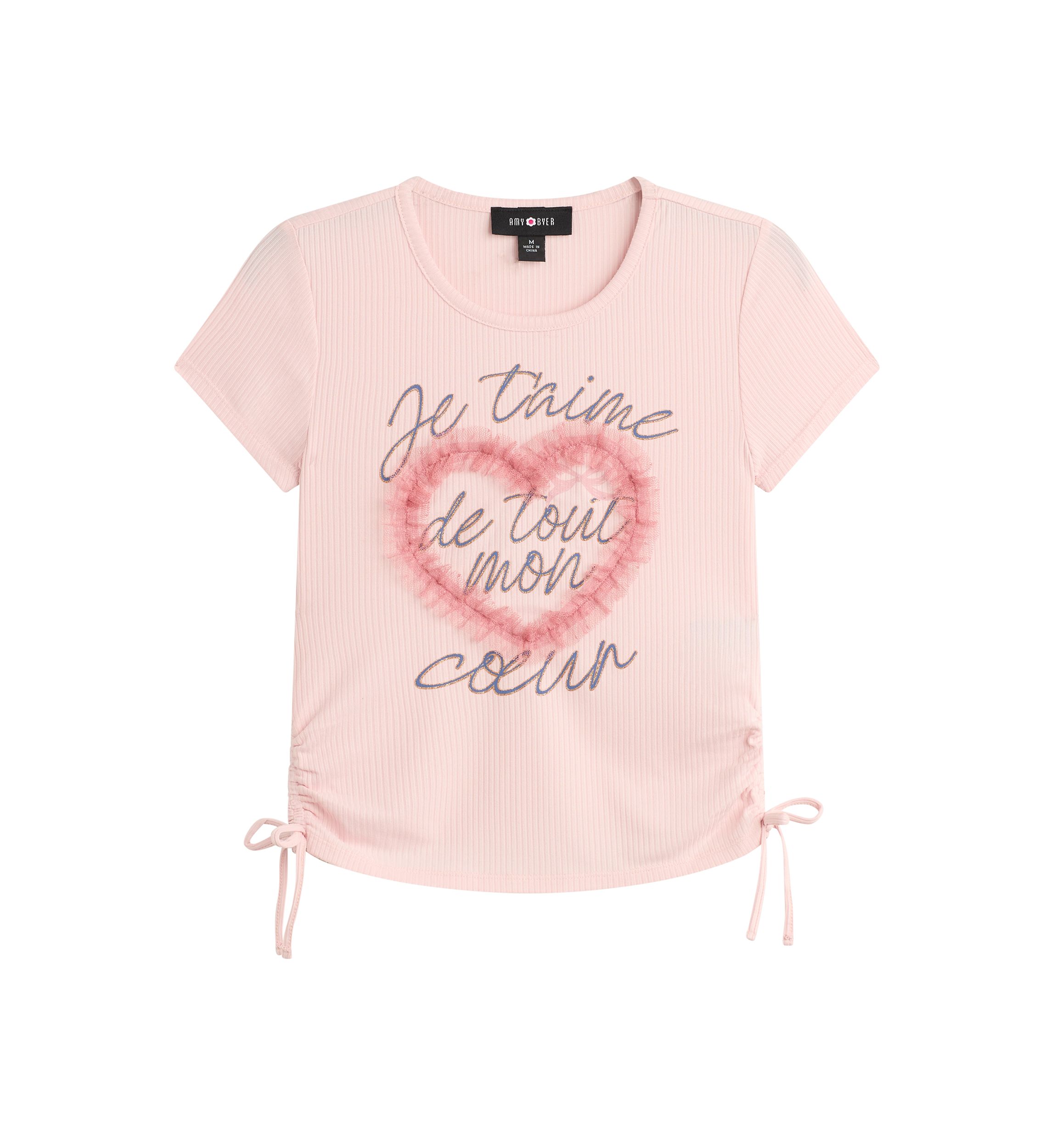Girls French Pink Tie Top