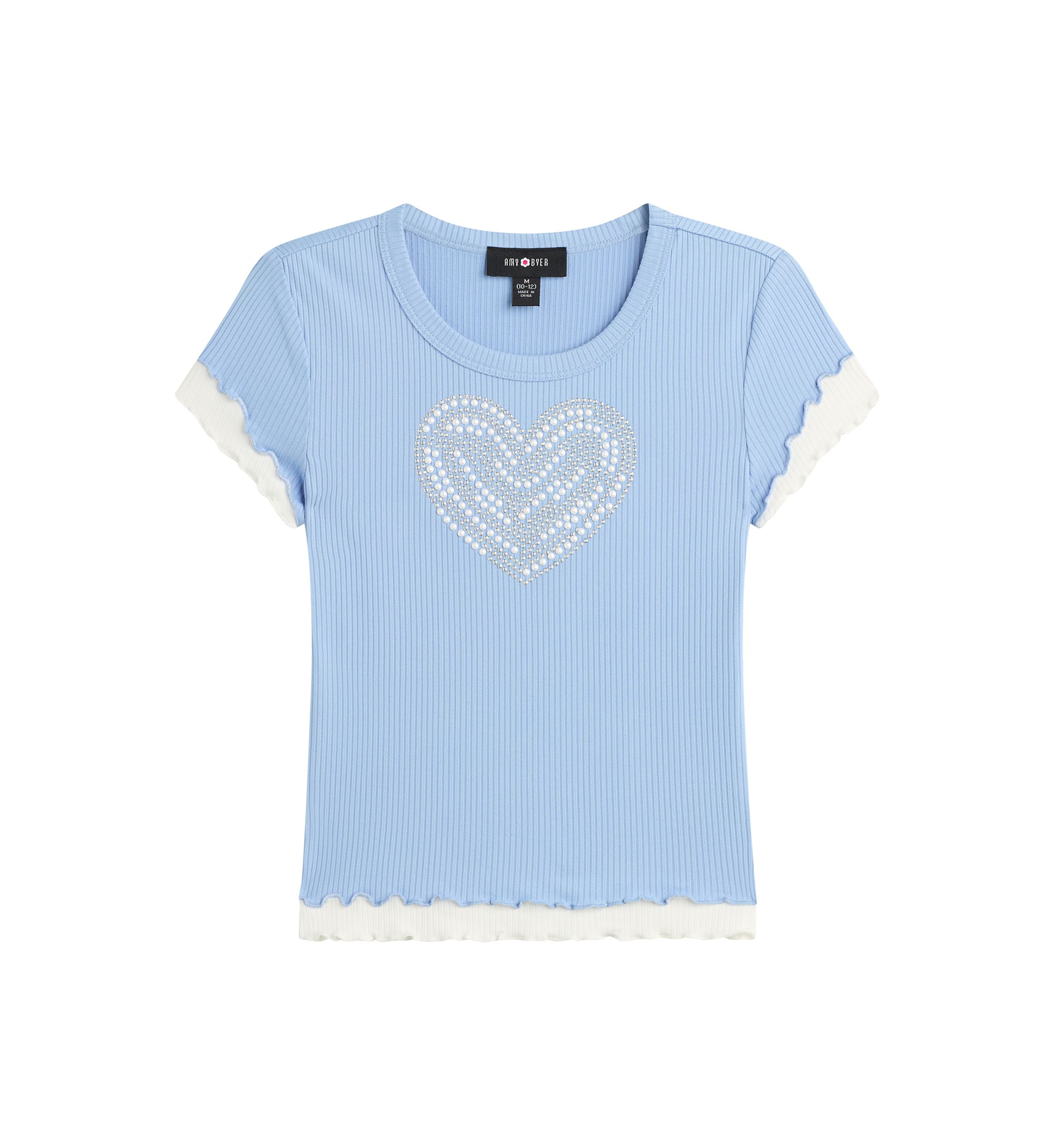 Girls 7-16 Blue Sequin Heart Top
