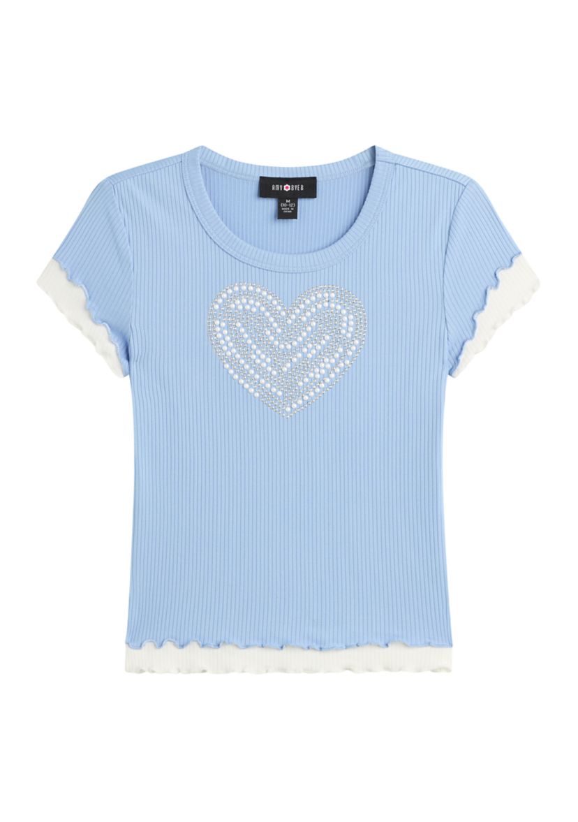 Girls 7-16 Blue Sequin Heart Top