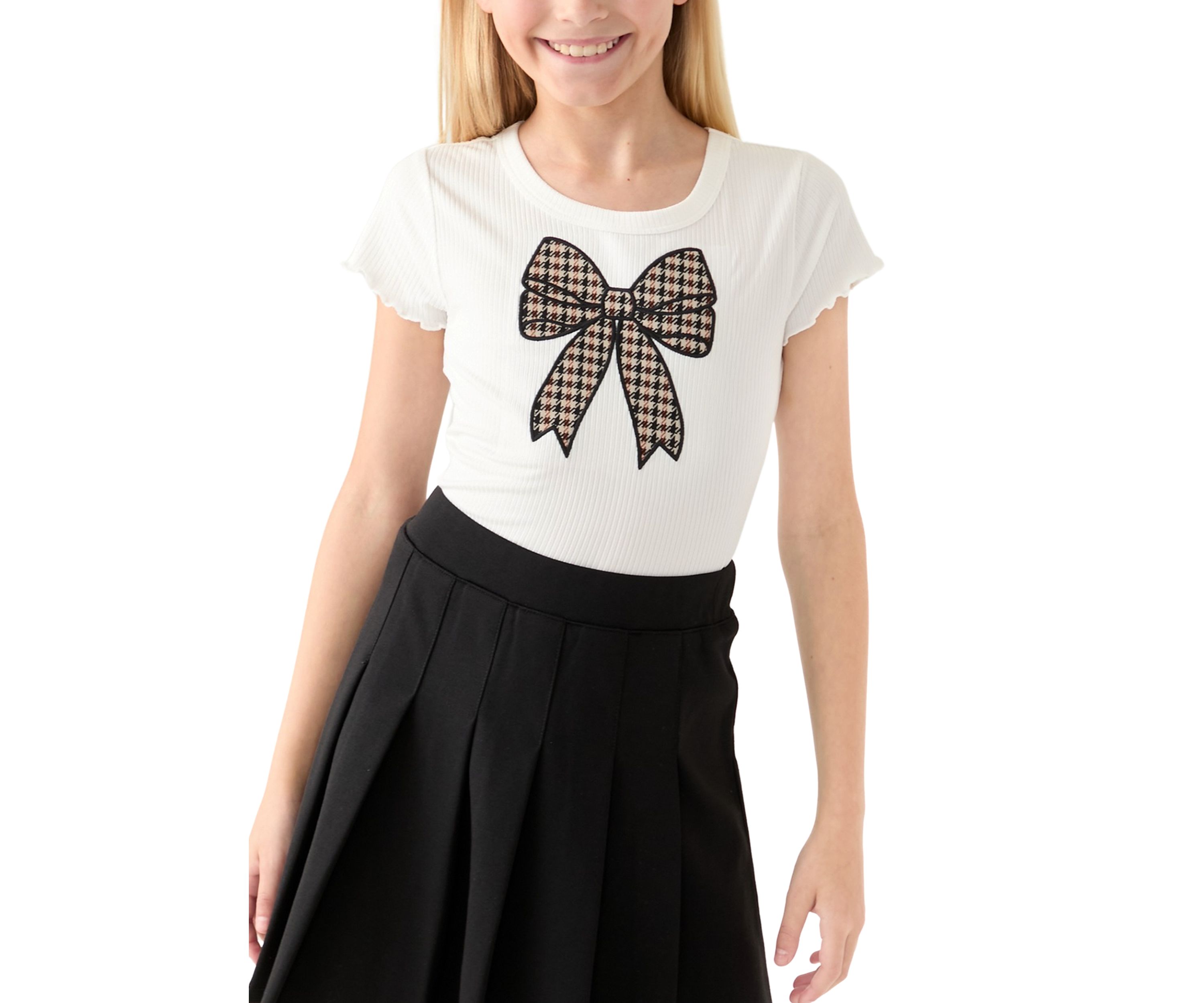 Girls 7-16 Plaid Bow Top 