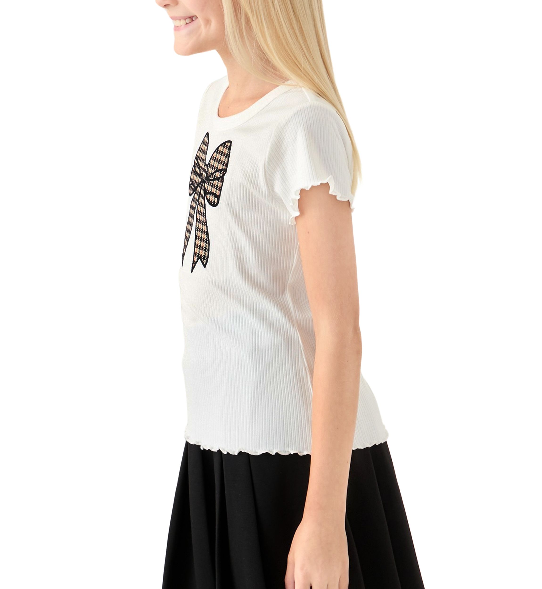 Girls 7-16 Plaid Bow Top 