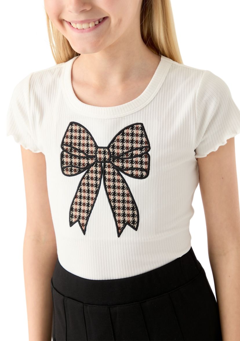Girls 7-16 Plaid Bow Top 