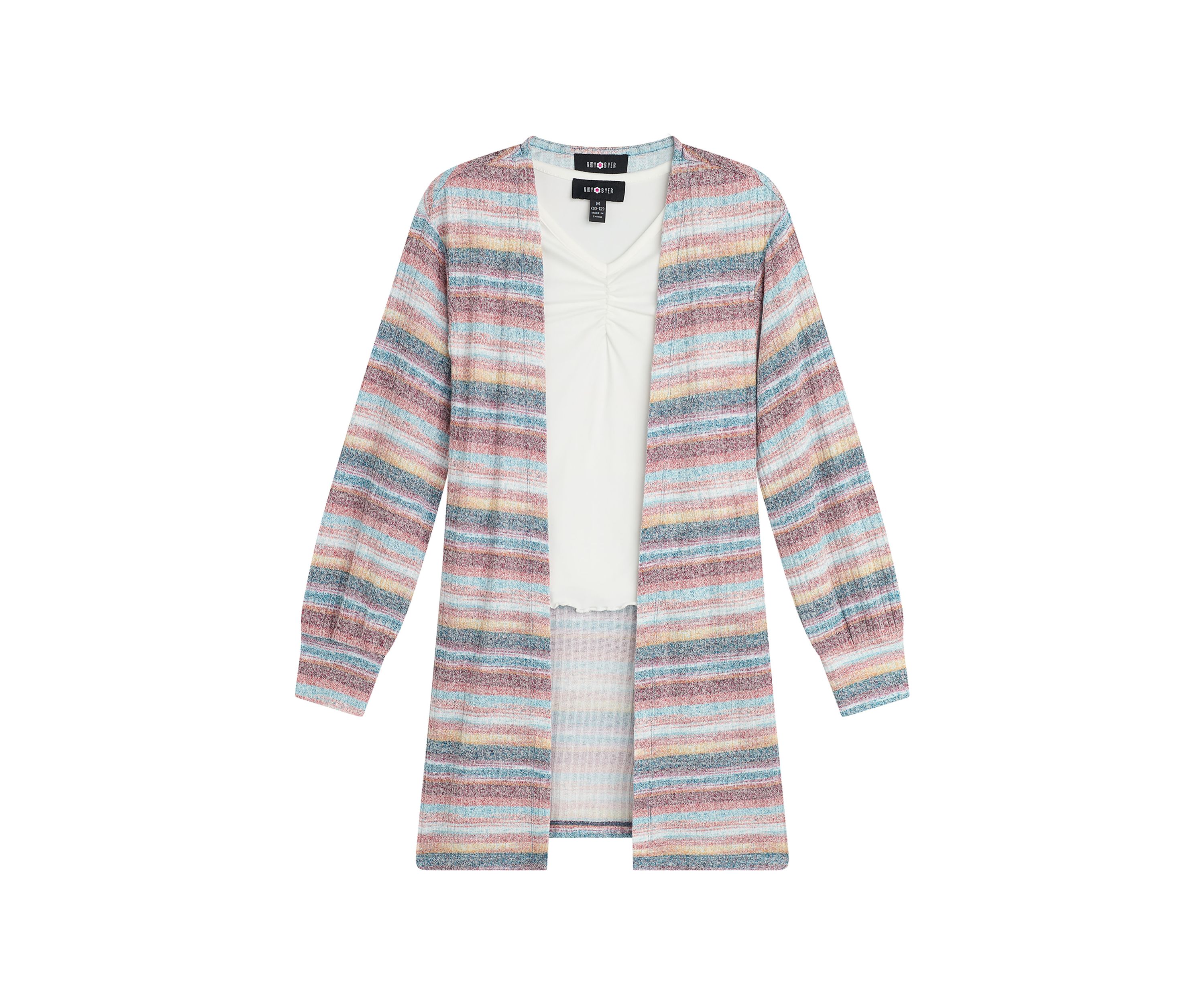 Girls 7-16 Striped Duster Cardigan Set
