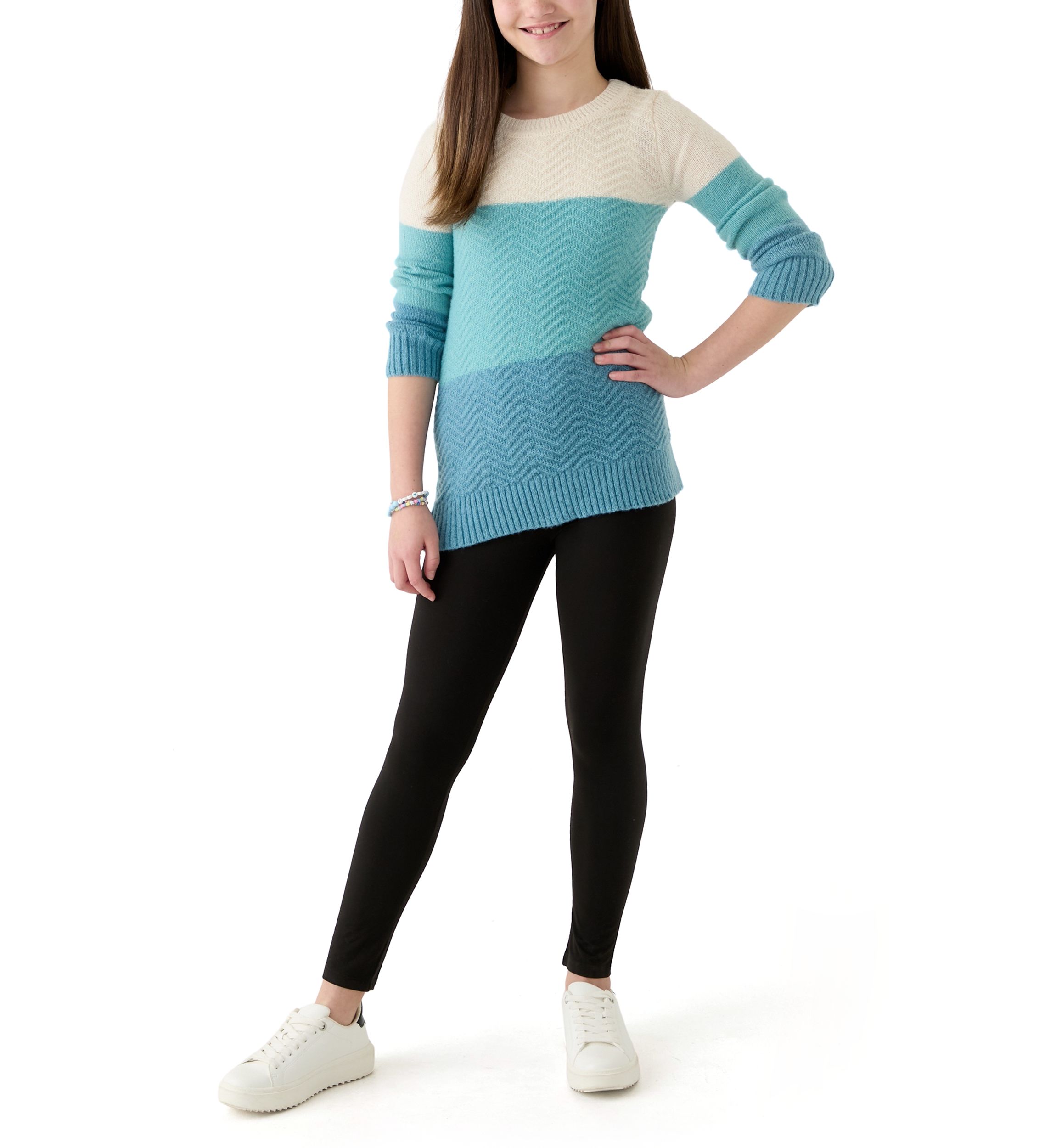 Girls 7-16 Color Blocked Sweater and Leggings Set