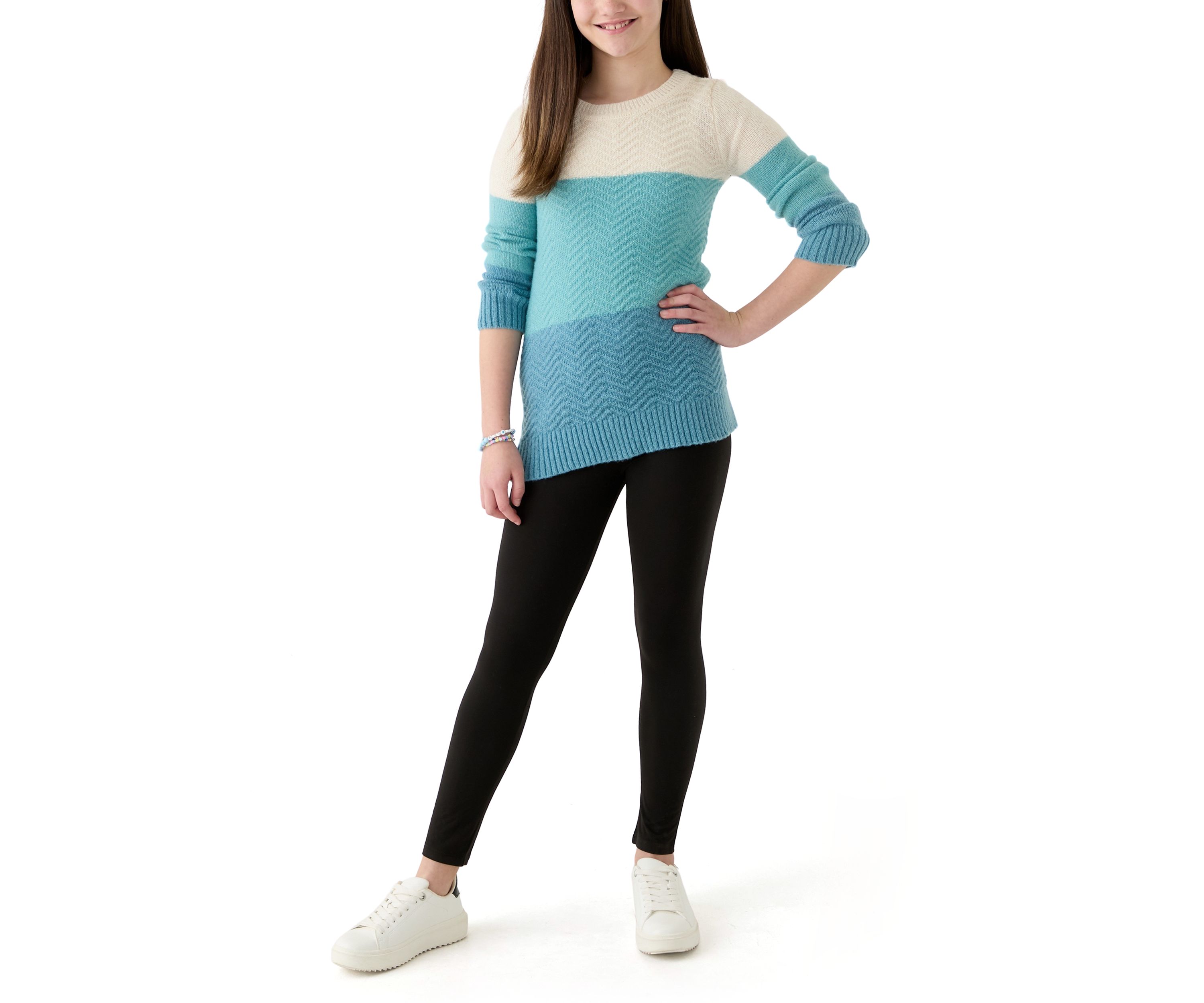 Girls 7-16 Color Blocked Sweater and Leggings Set