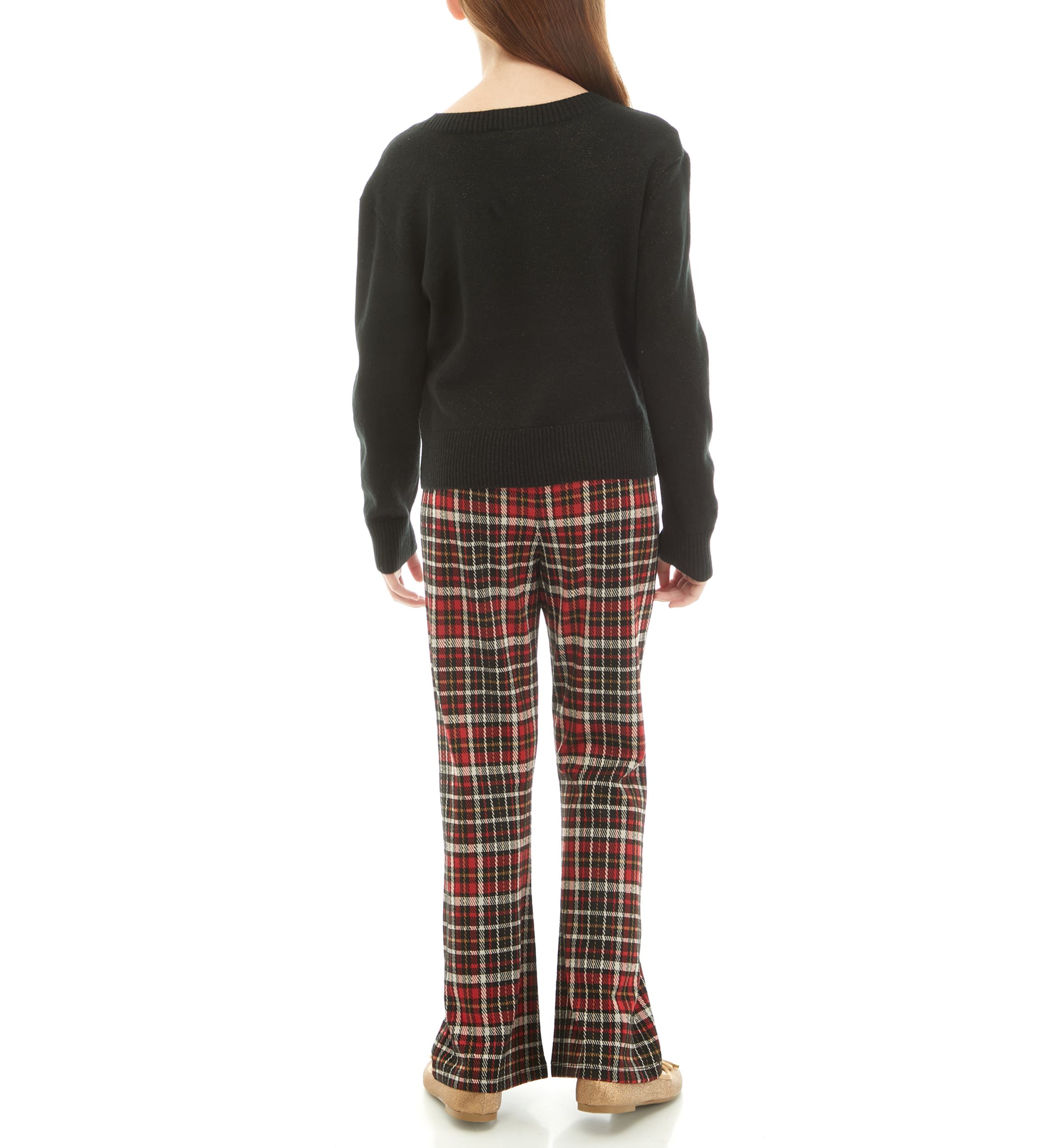 Girls 7-16 Holiday Pant Set with Reindeer