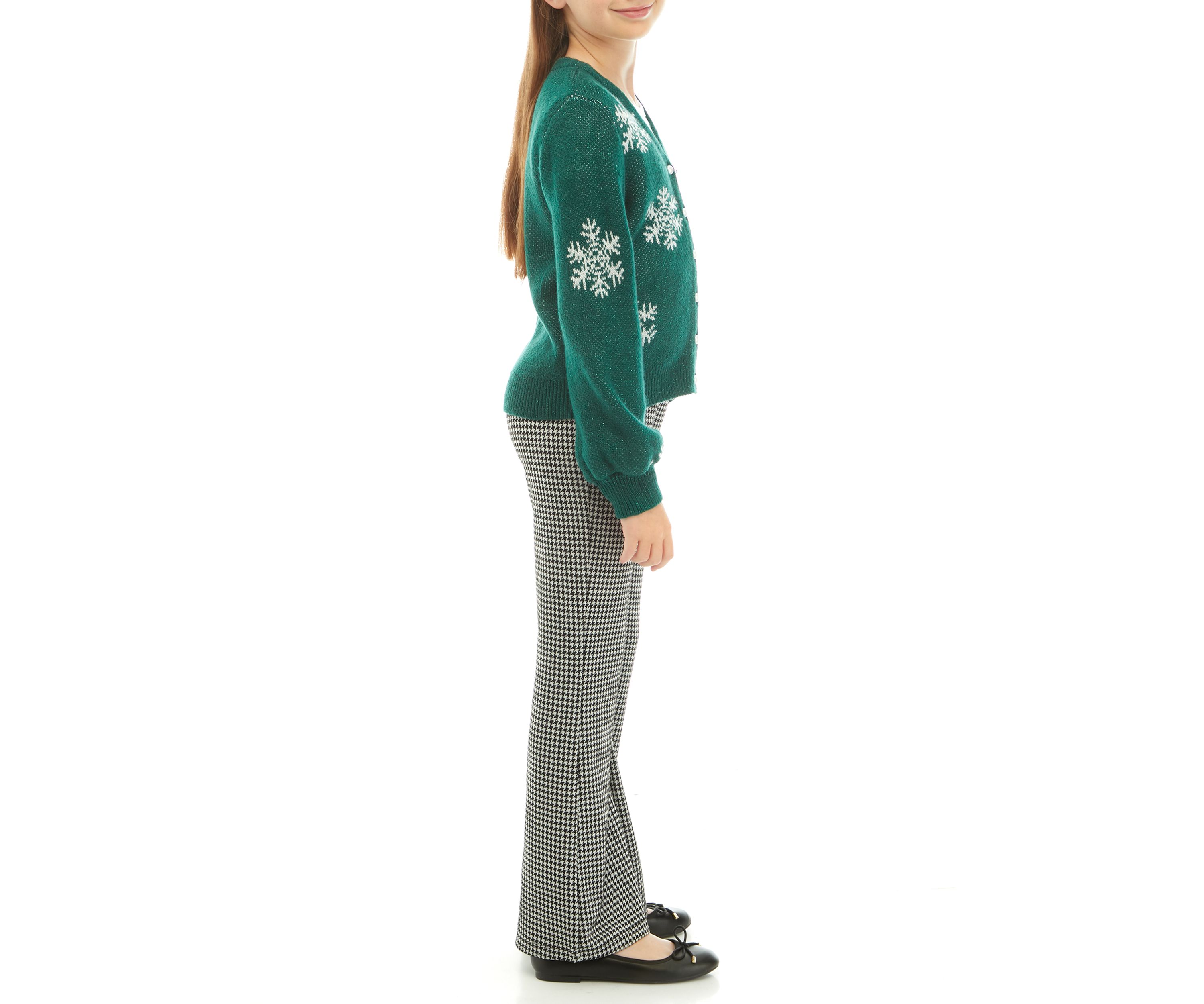 Girls 7-16 Snowflake Printed Cardigan Set
