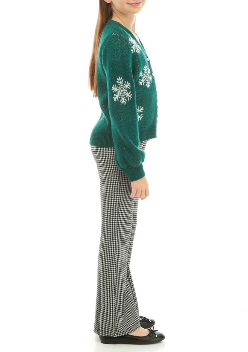 Girls 7-16 Snowflake Printed Cardigan Set