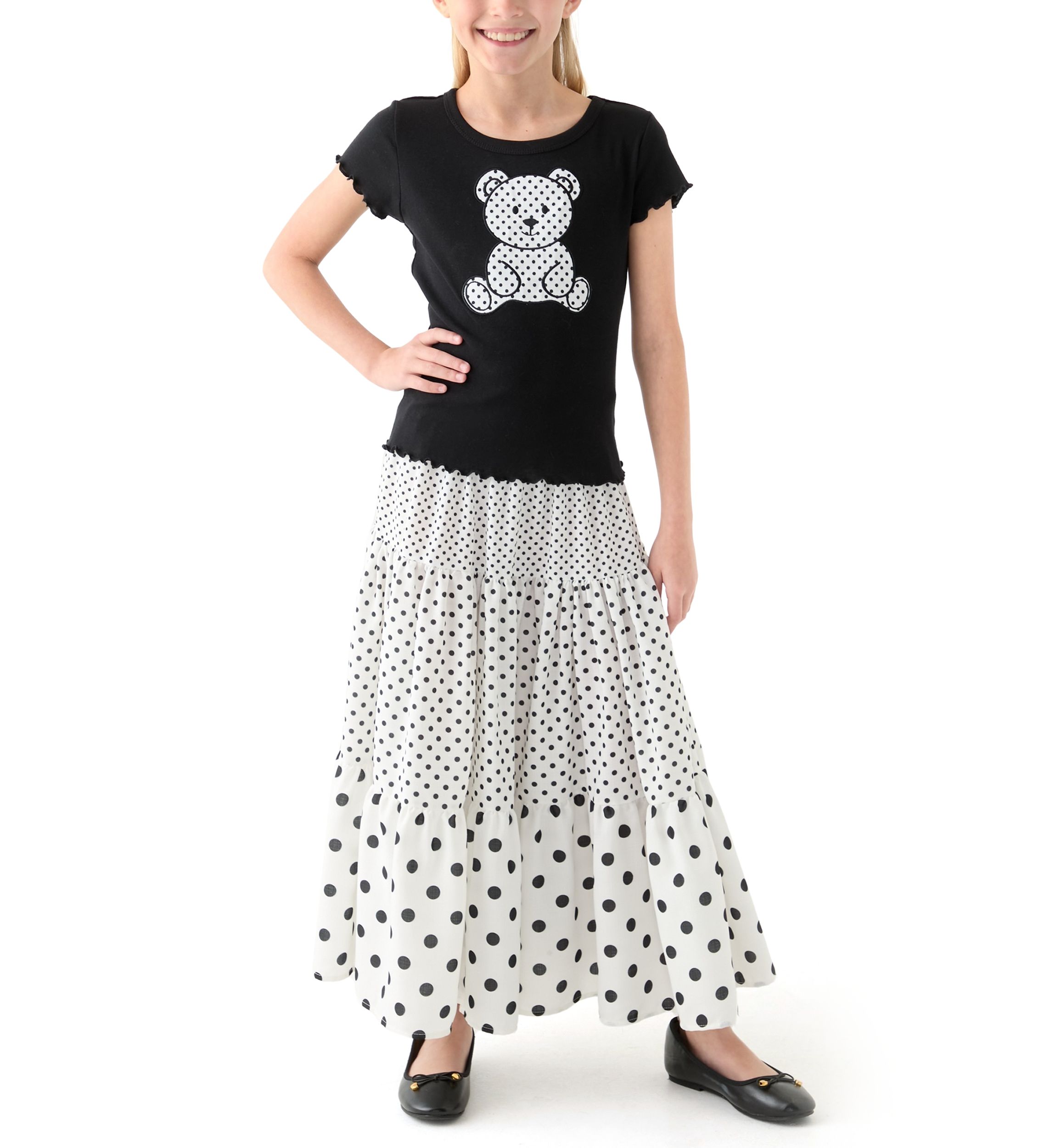 Girls 7-16 Teddy Dot Maxi Skirt Set