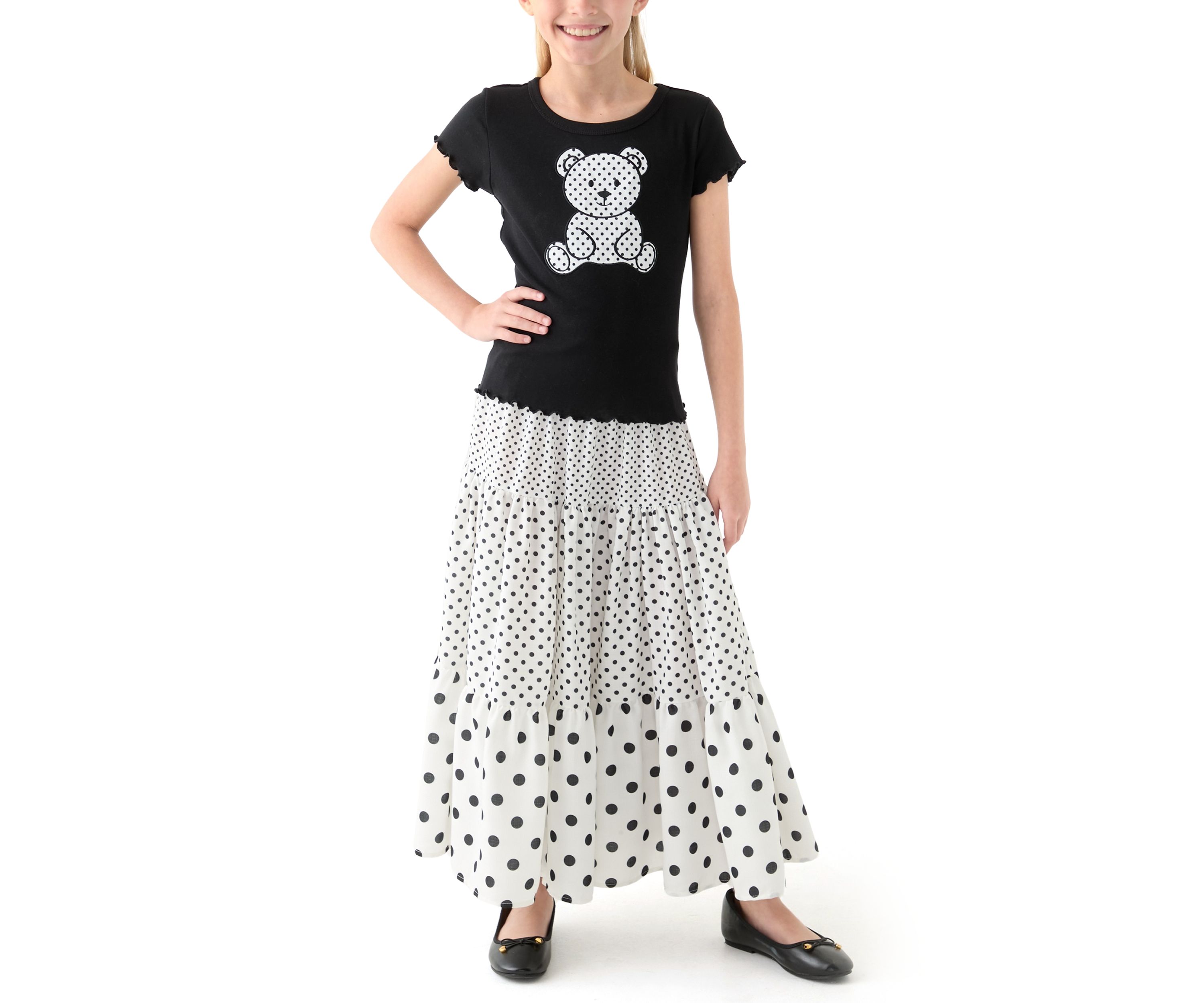 Girls 7-16 Teddy Dot Maxi Skirt Set