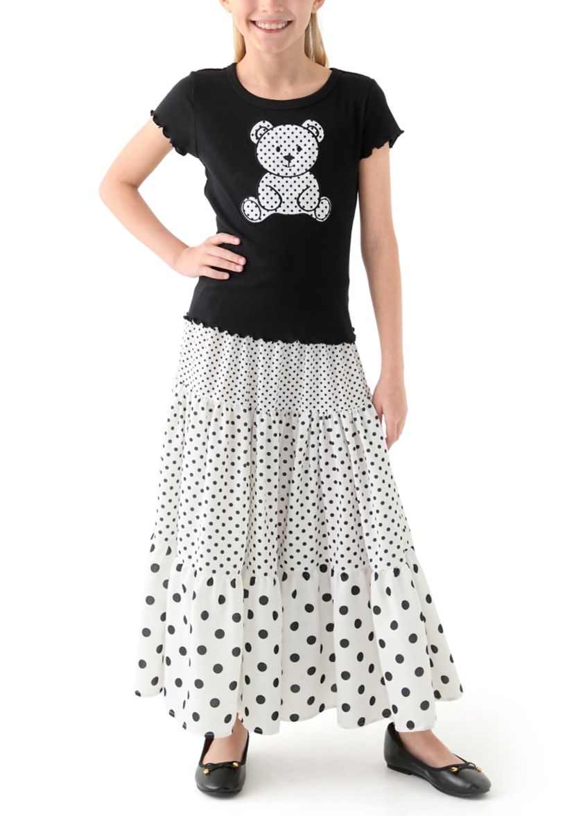 Girls 7-16 Teddy Dot Maxi Skirt Set