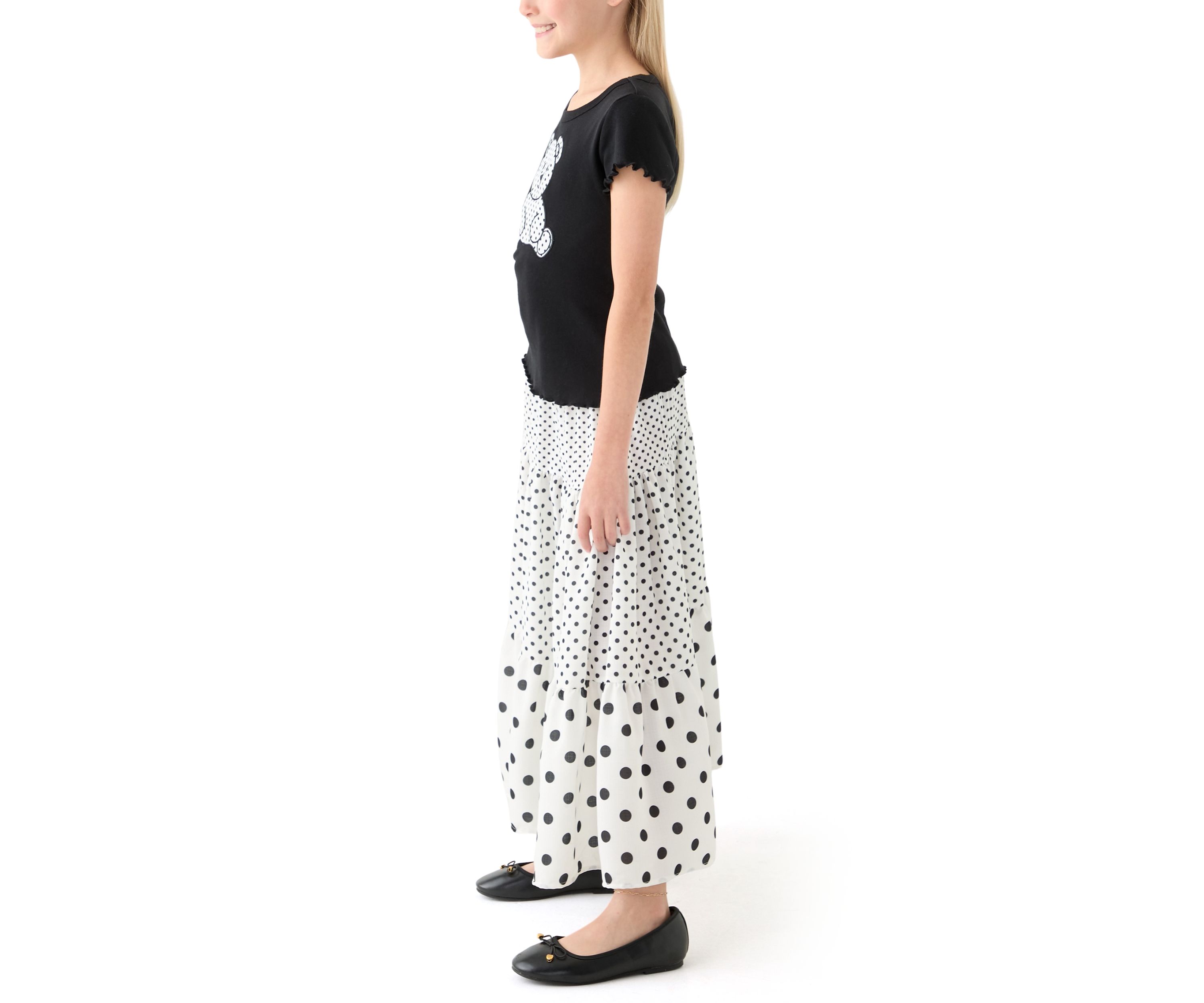 Girls 7-16 Teddy Dot Maxi Skirt Set