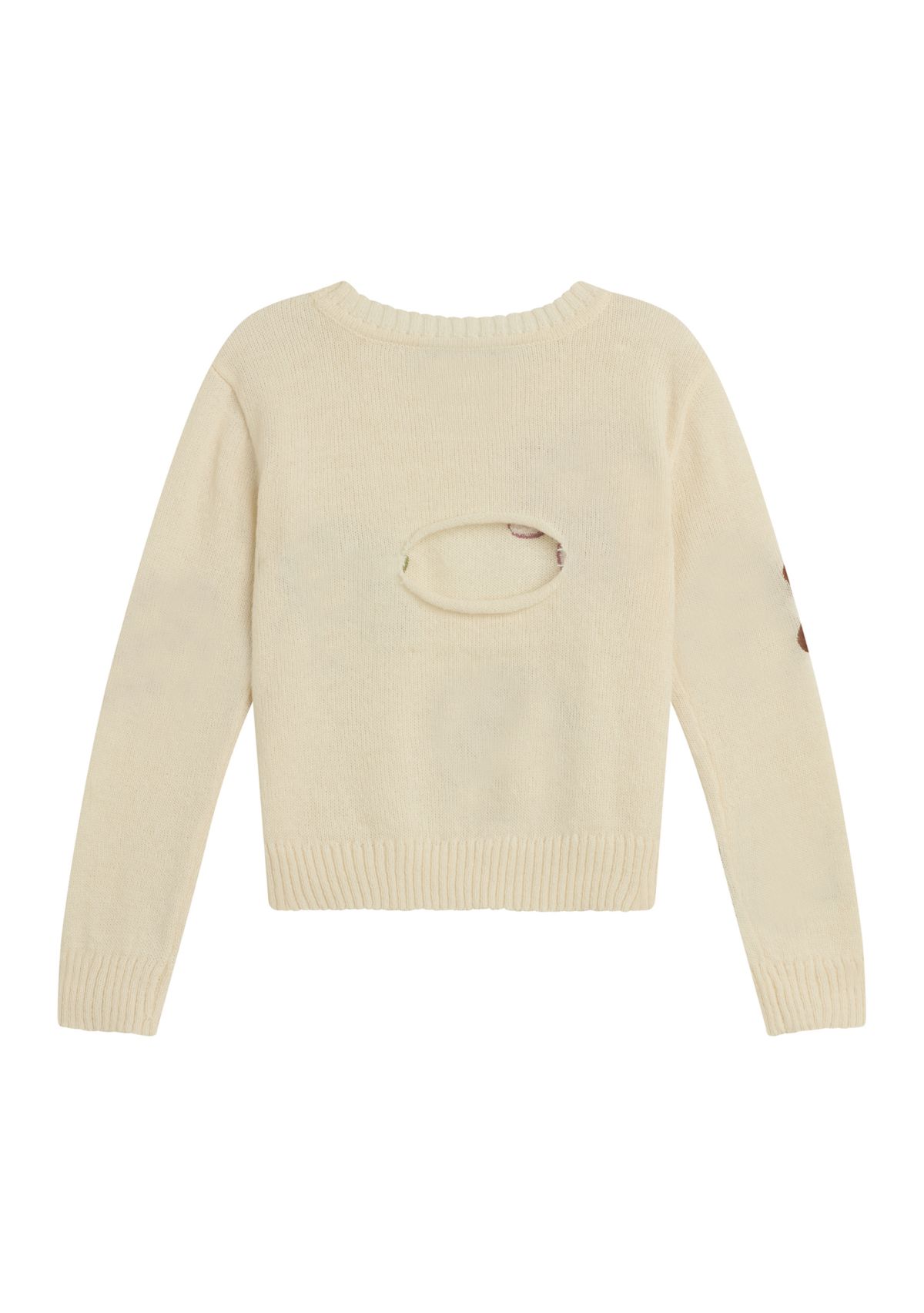 Girls 7-16 Pullover Floral Embroidered Sweater