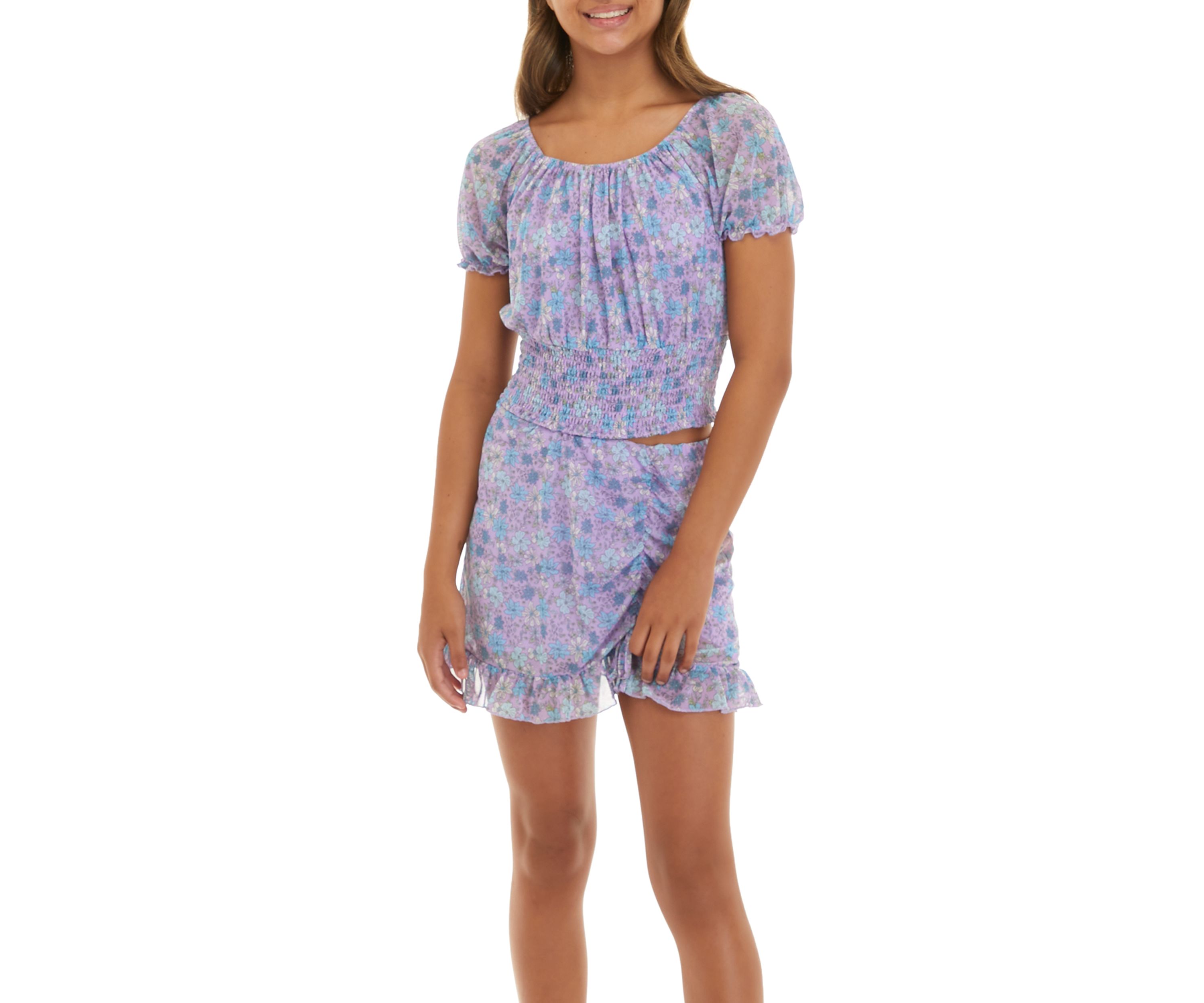 Girls 7-16 Mesh Print Matching Set