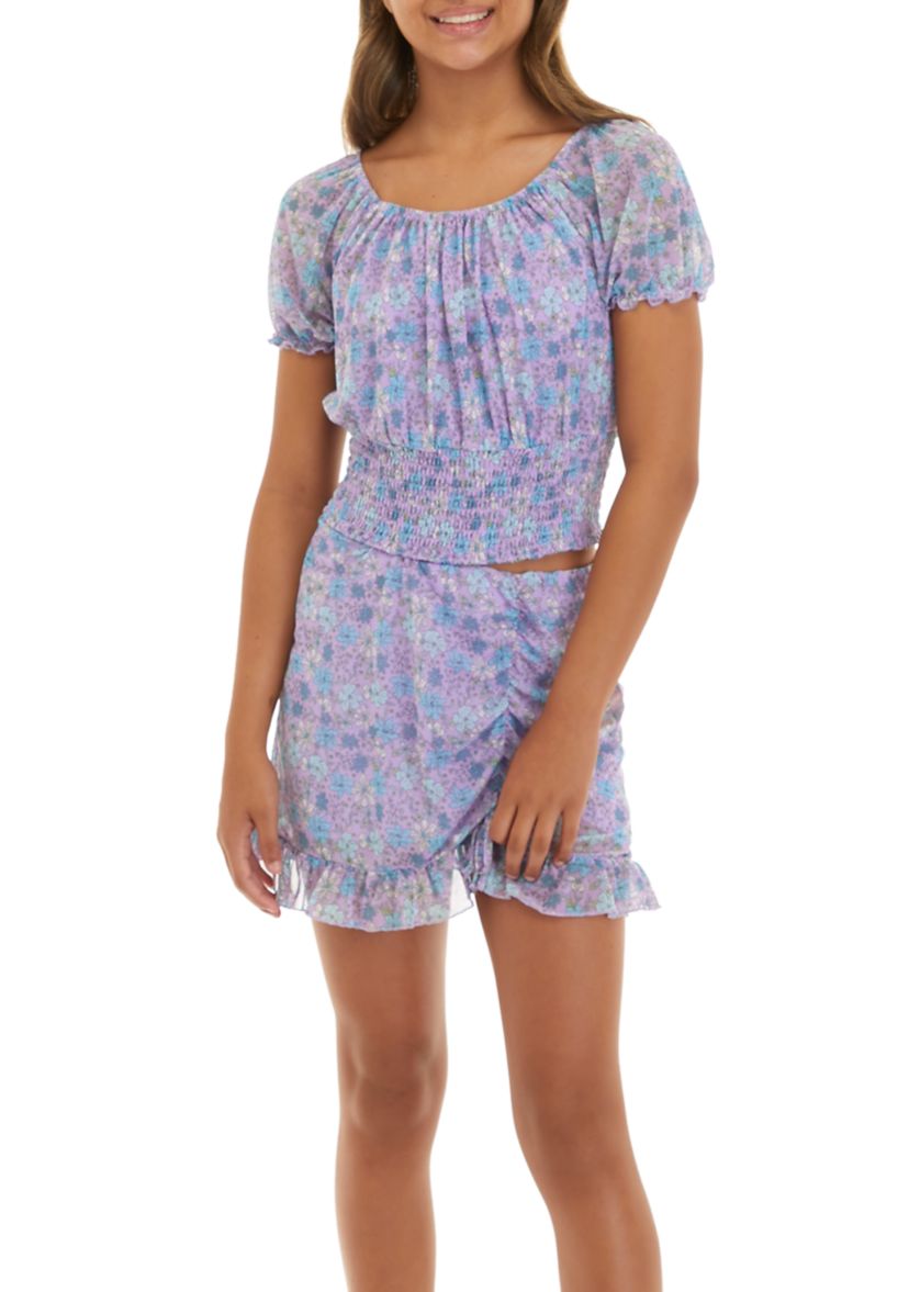 Girls 7-16 Mesh Print Matching Set