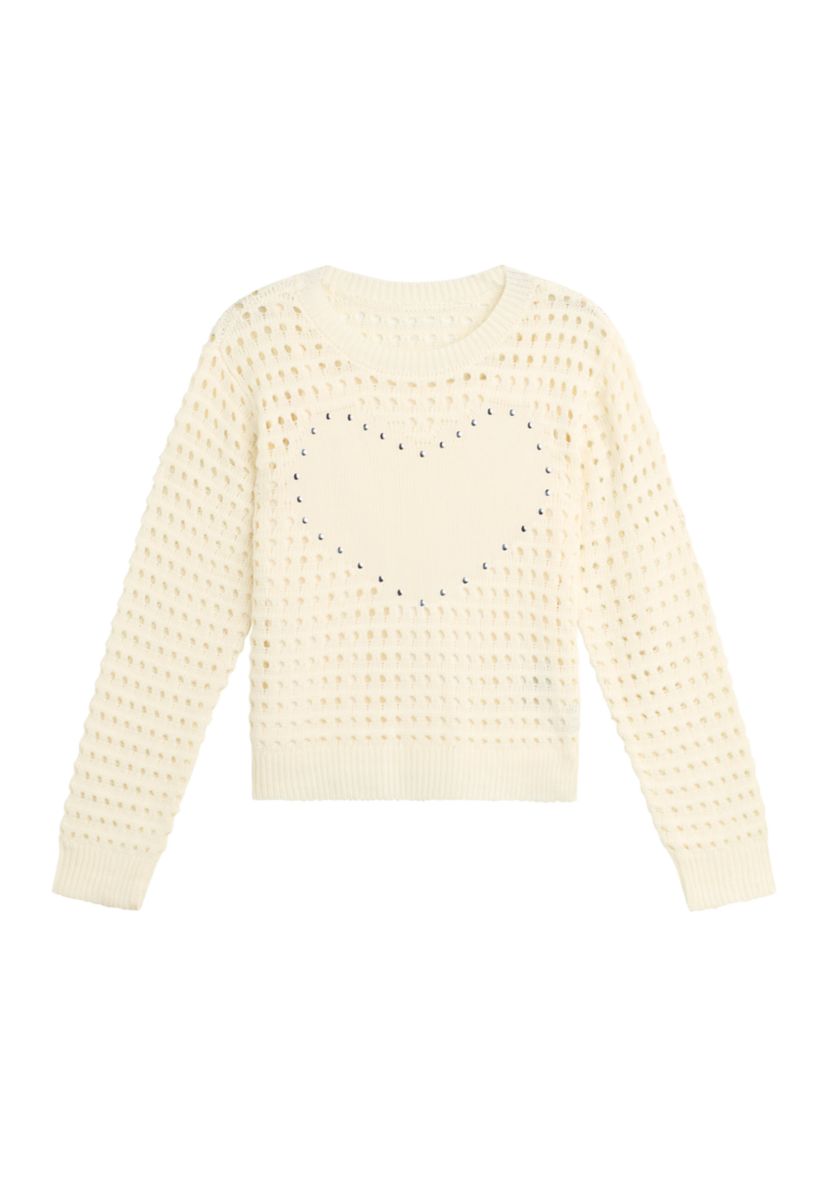 Girls 7-16 Long Sleeve Heart Top