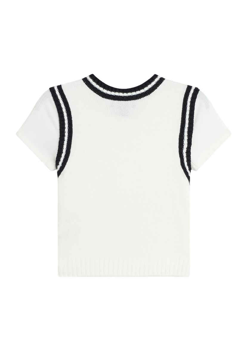 Girls 7-16 Cable Knit Sweater Vest and T-Shirt Set