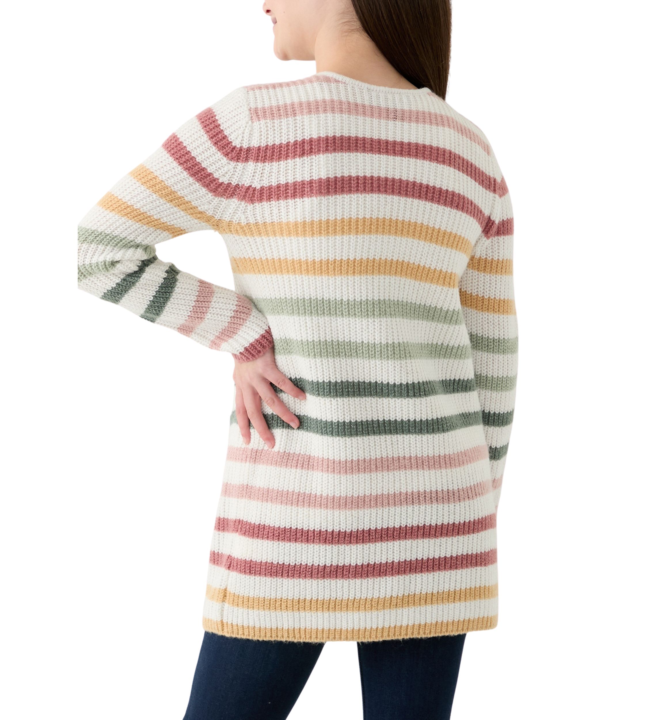 Girls 7-16 Duster Thin Striped Color Block Cardigan