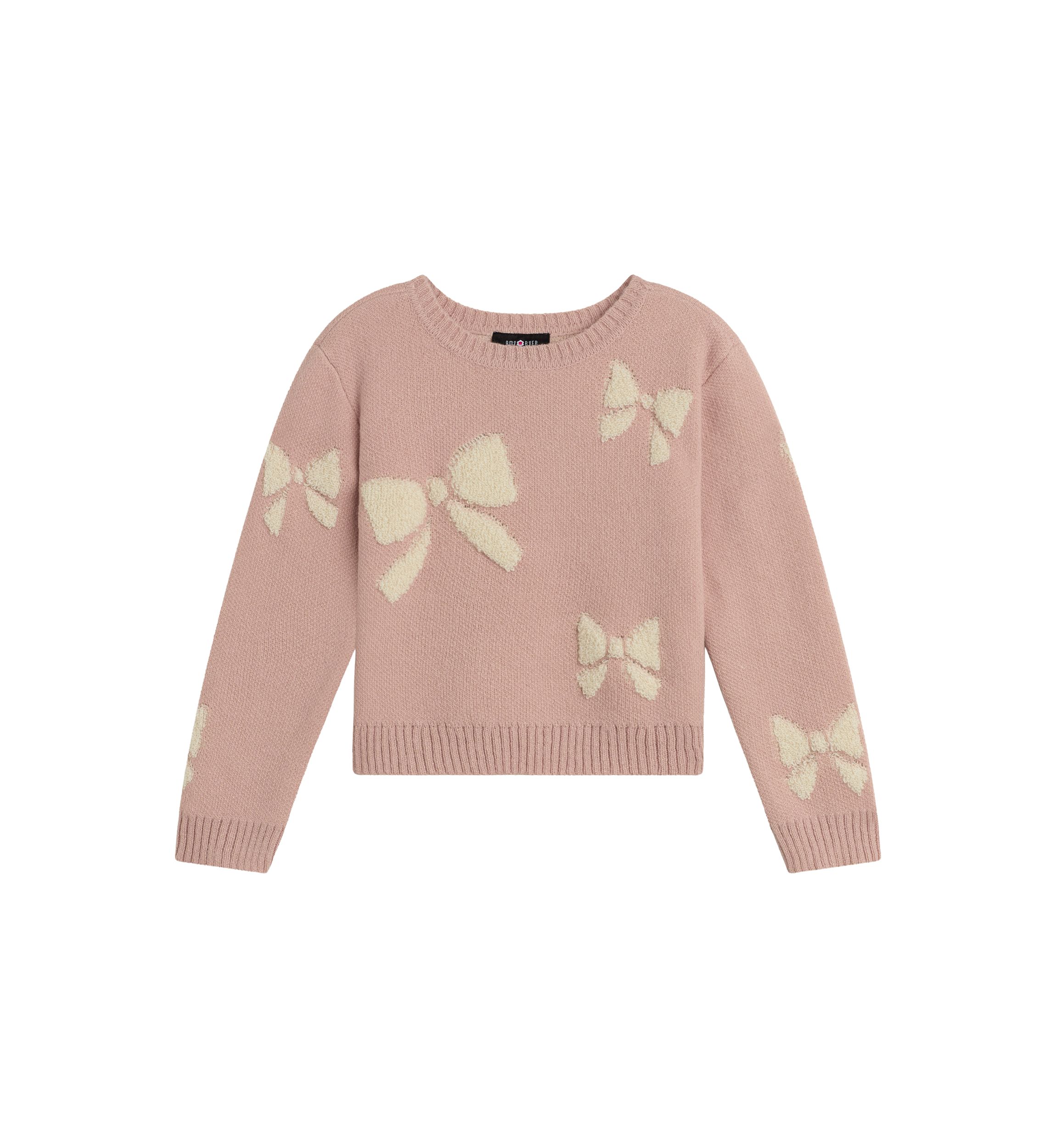 Girls 7-16 Long Sleeve Big Bow Sweater 