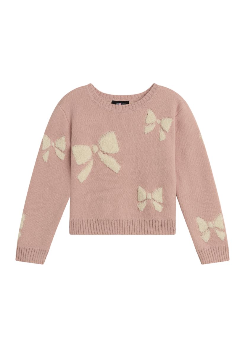 Girls 7-16 Long Sleeve Big Bow Sweater 