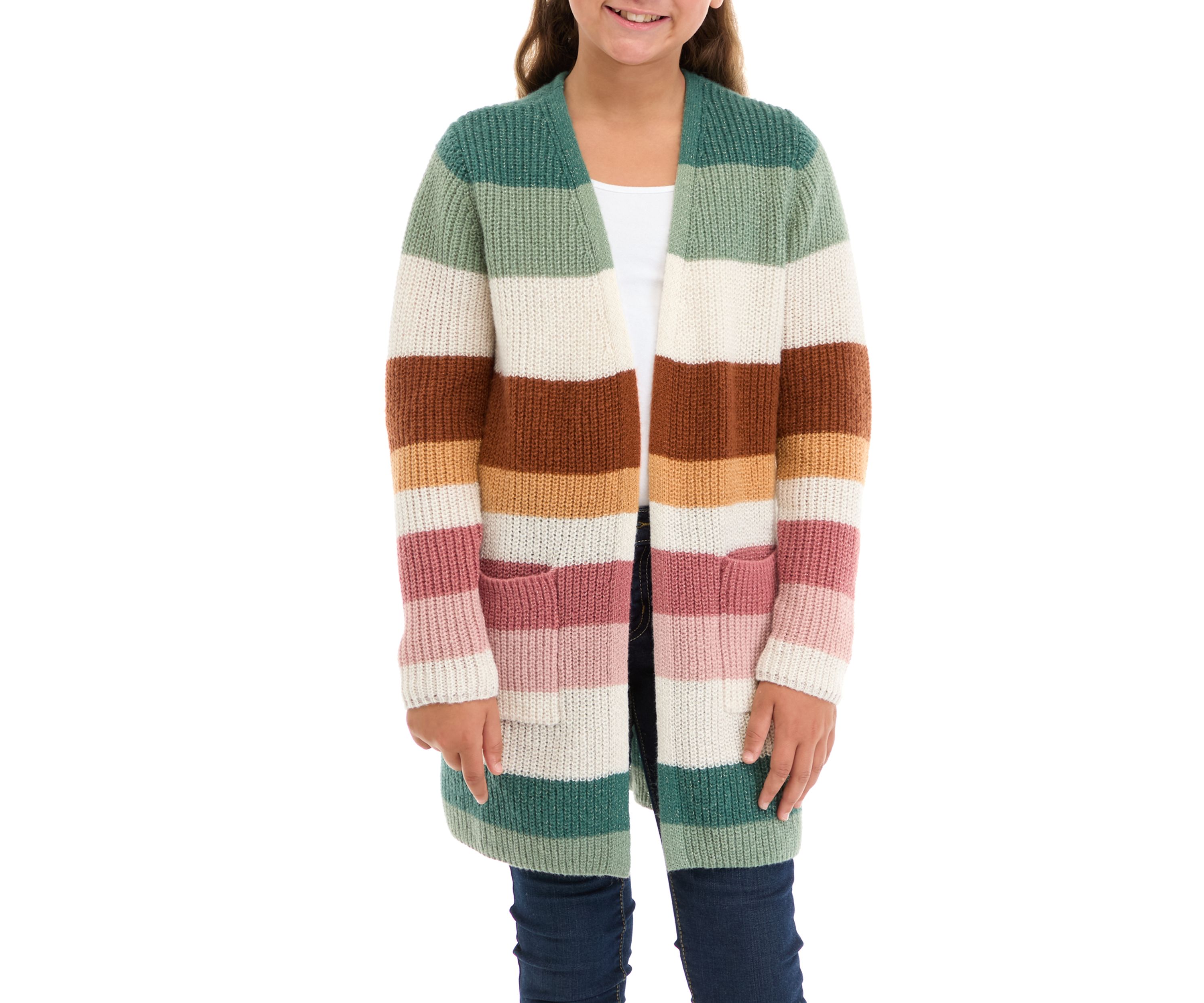 Girls 7-16 Color Block Striped Duster Cardigan 