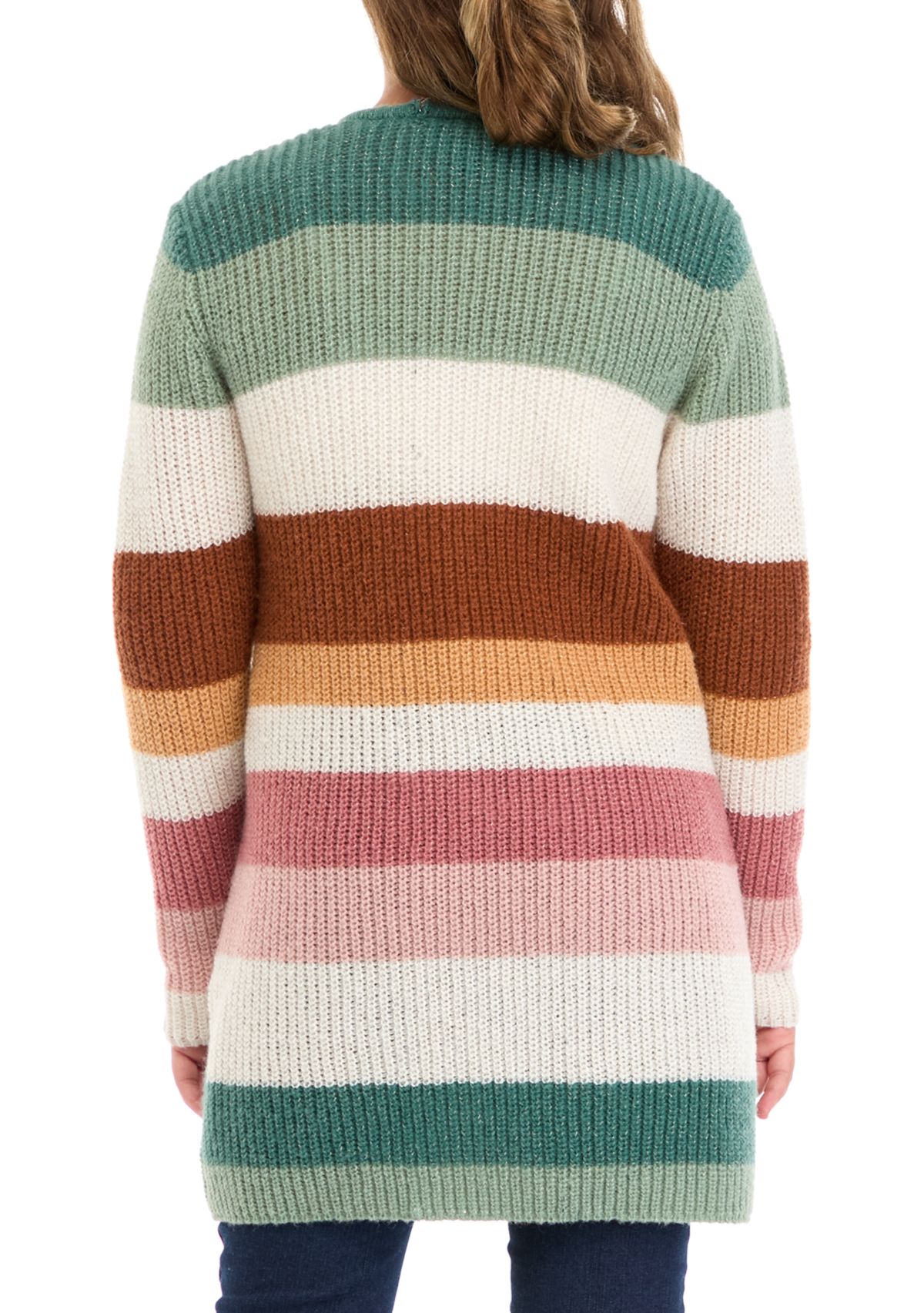 Girls 7-16 Color Block Striped Duster Cardigan 