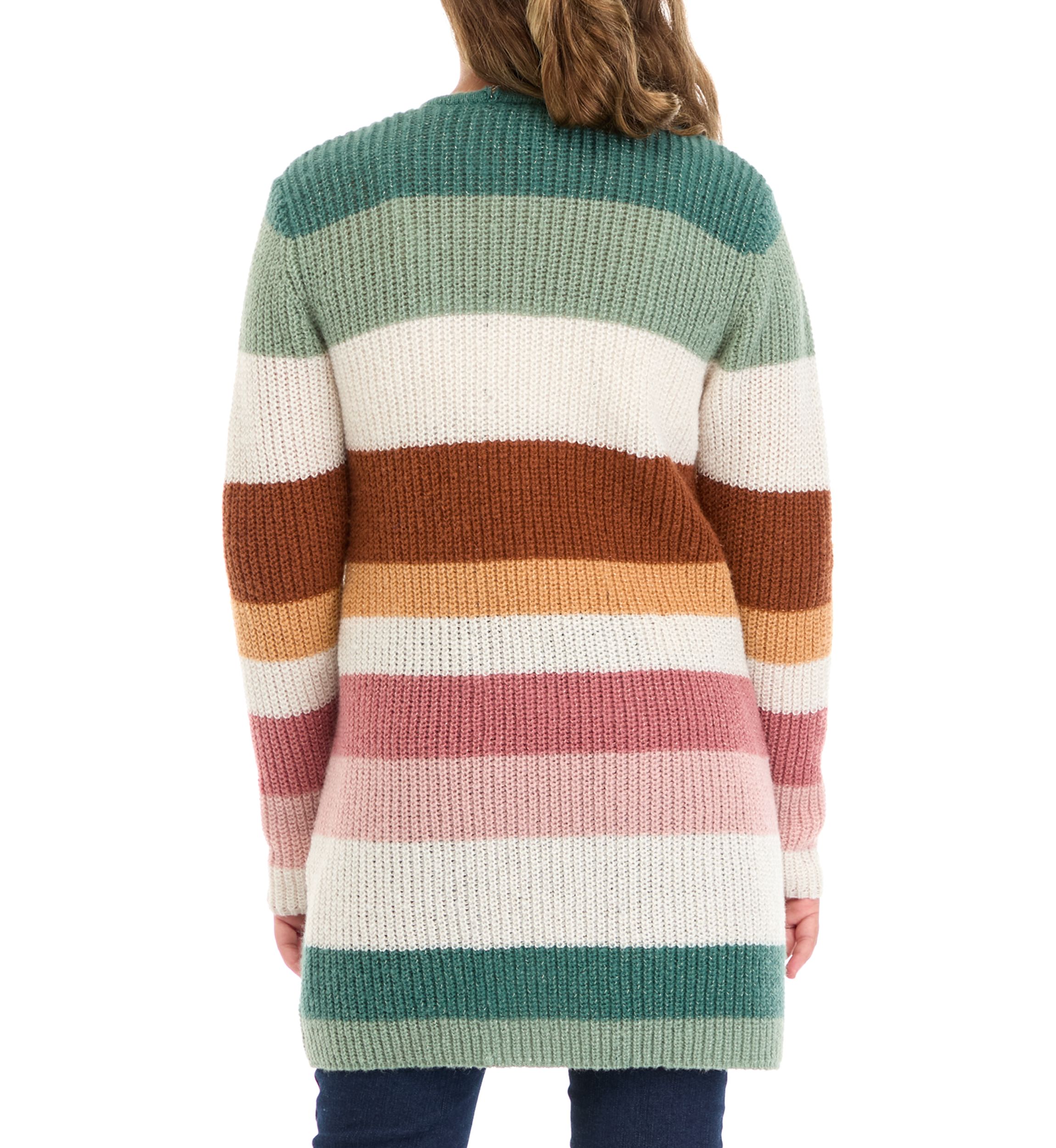 Girls 7-16 Color Block Striped Duster Cardigan 