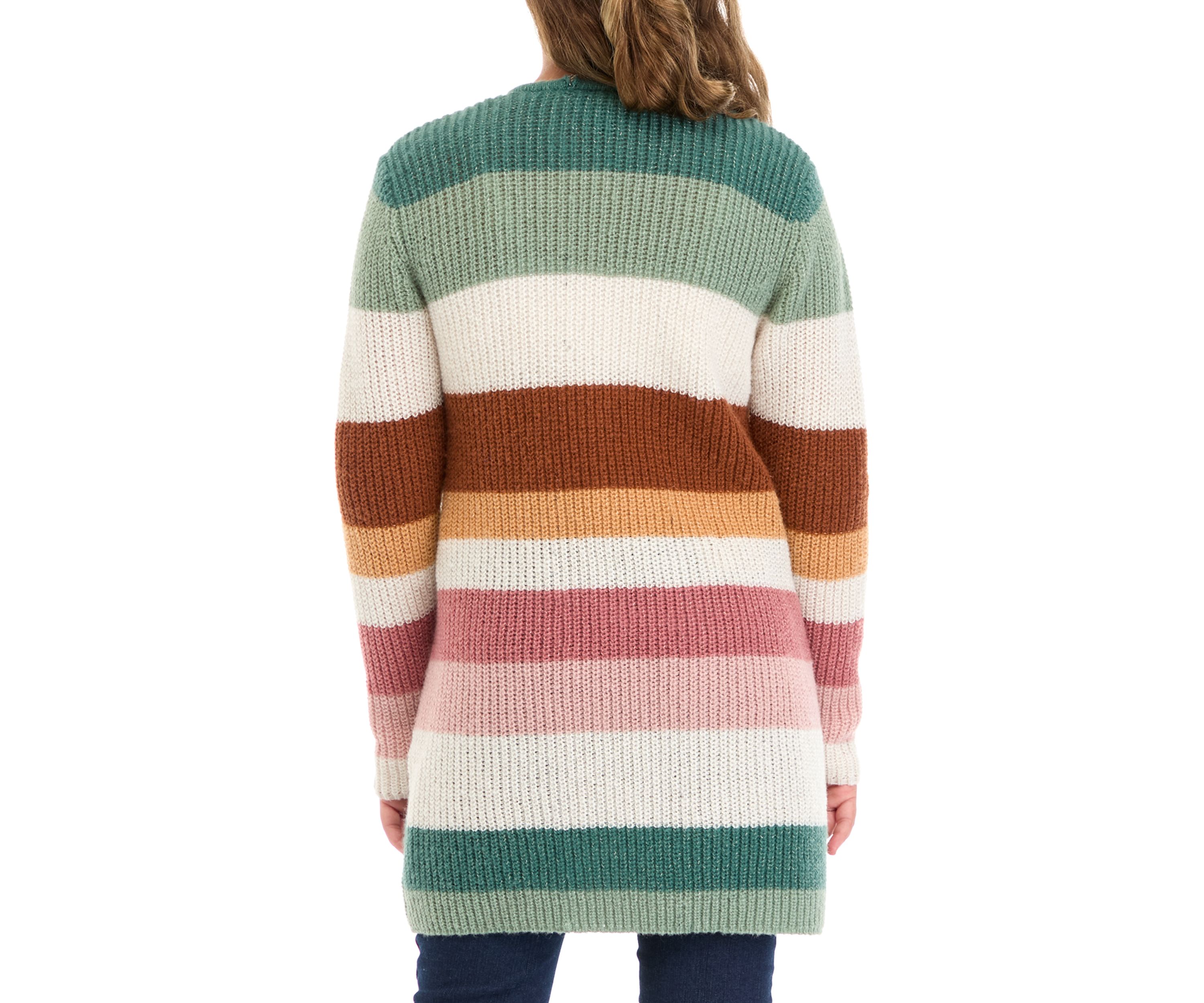 Girls 7-16 Color Block Striped Duster Cardigan 
