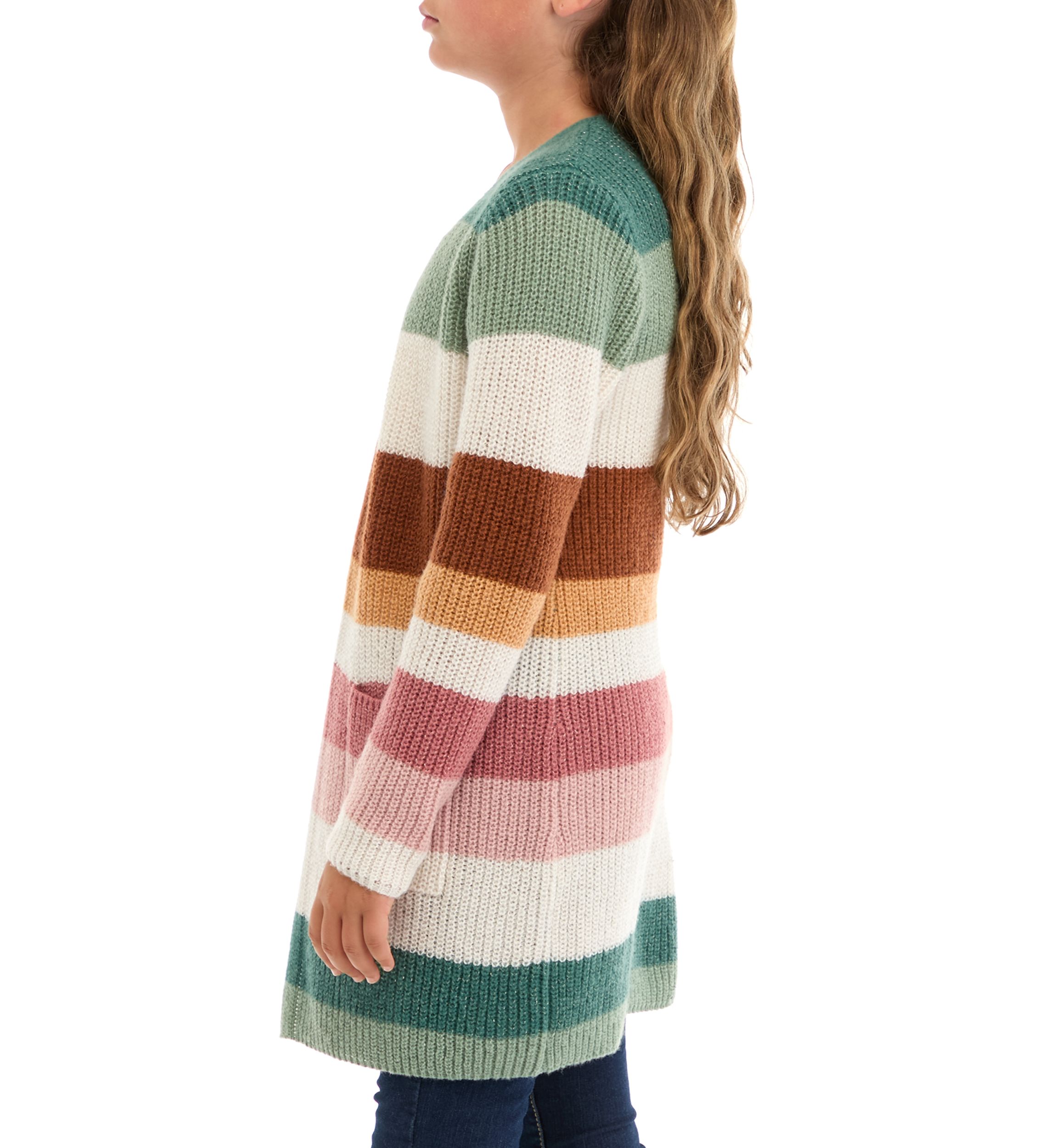 Girls 7-16 Color Block Striped Duster Cardigan 